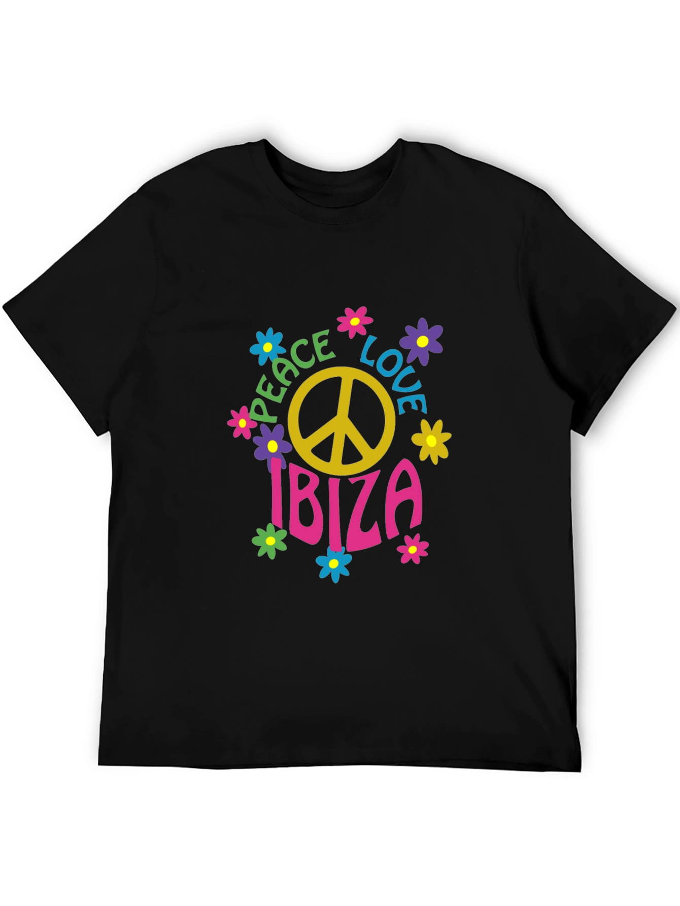 Camiseta Negra Hippie Ibiza Paz y Amor