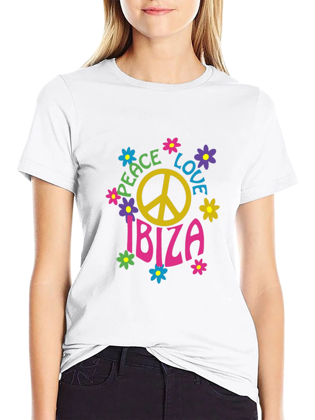 Camiseta Negra Hippie Ibiza Paz y Amor