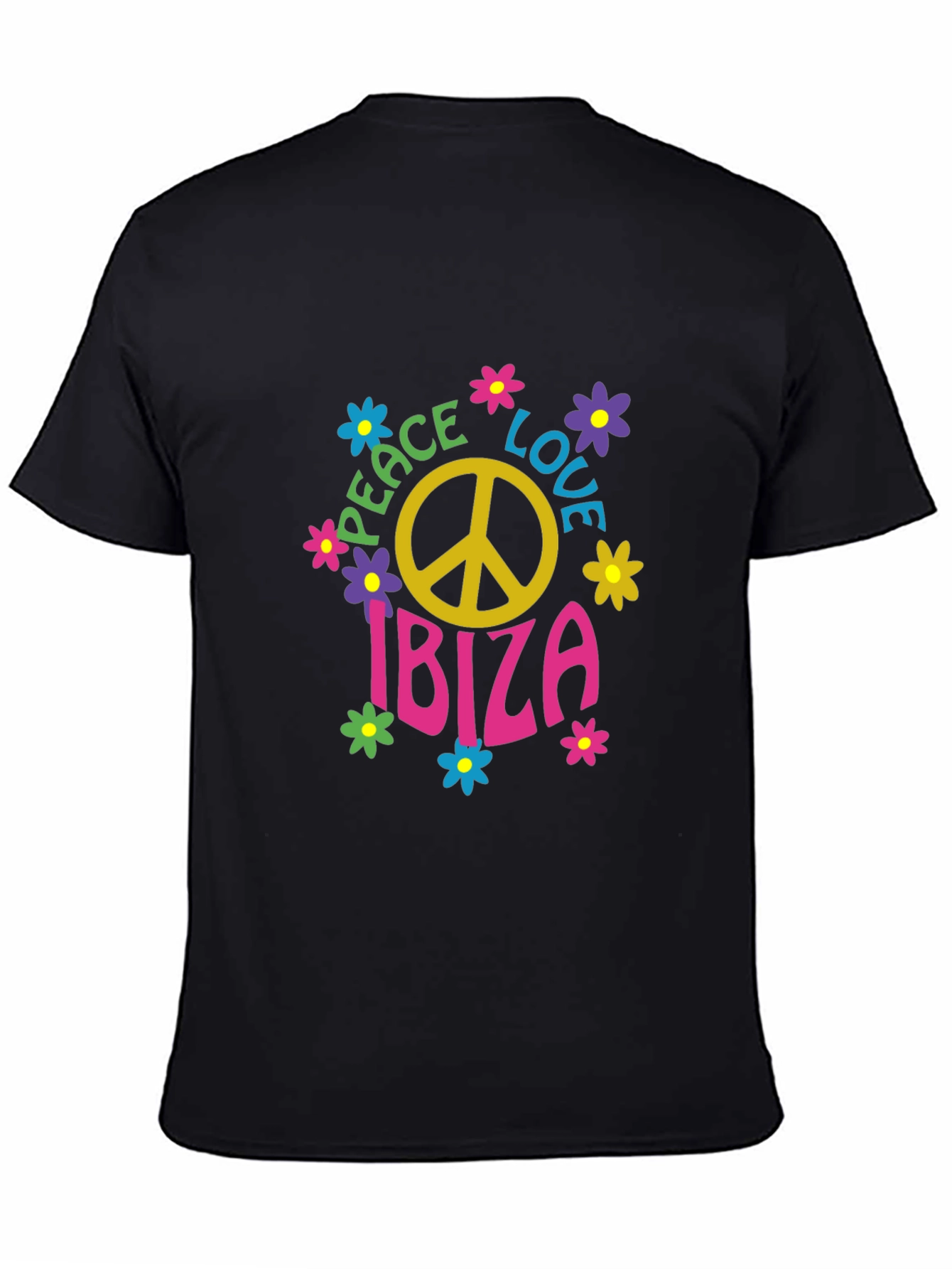 Camiseta Negra Hippie Ibiza Paz y Amor