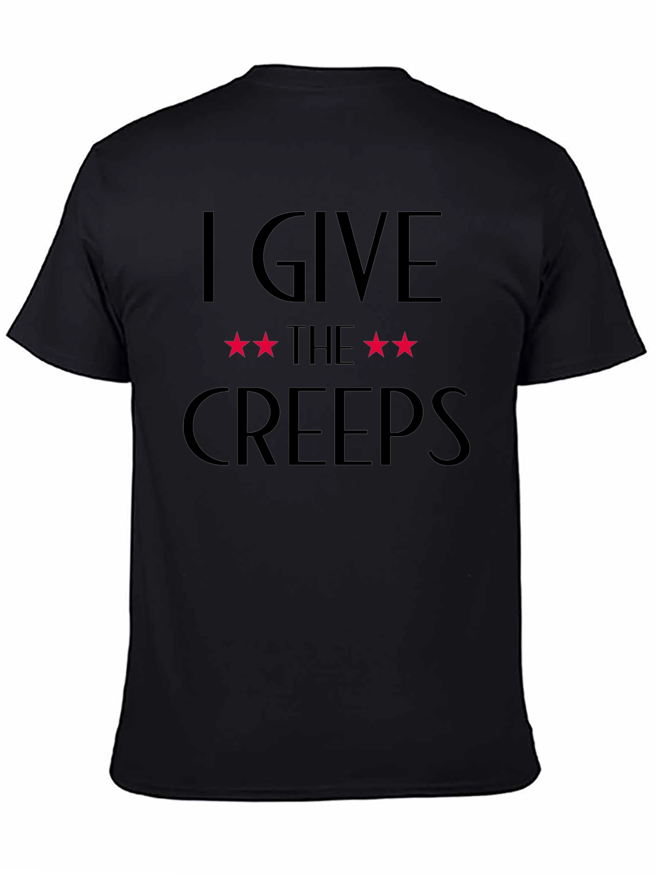 Camiseta Negra: I Give The Creeps Estrellas Rojas