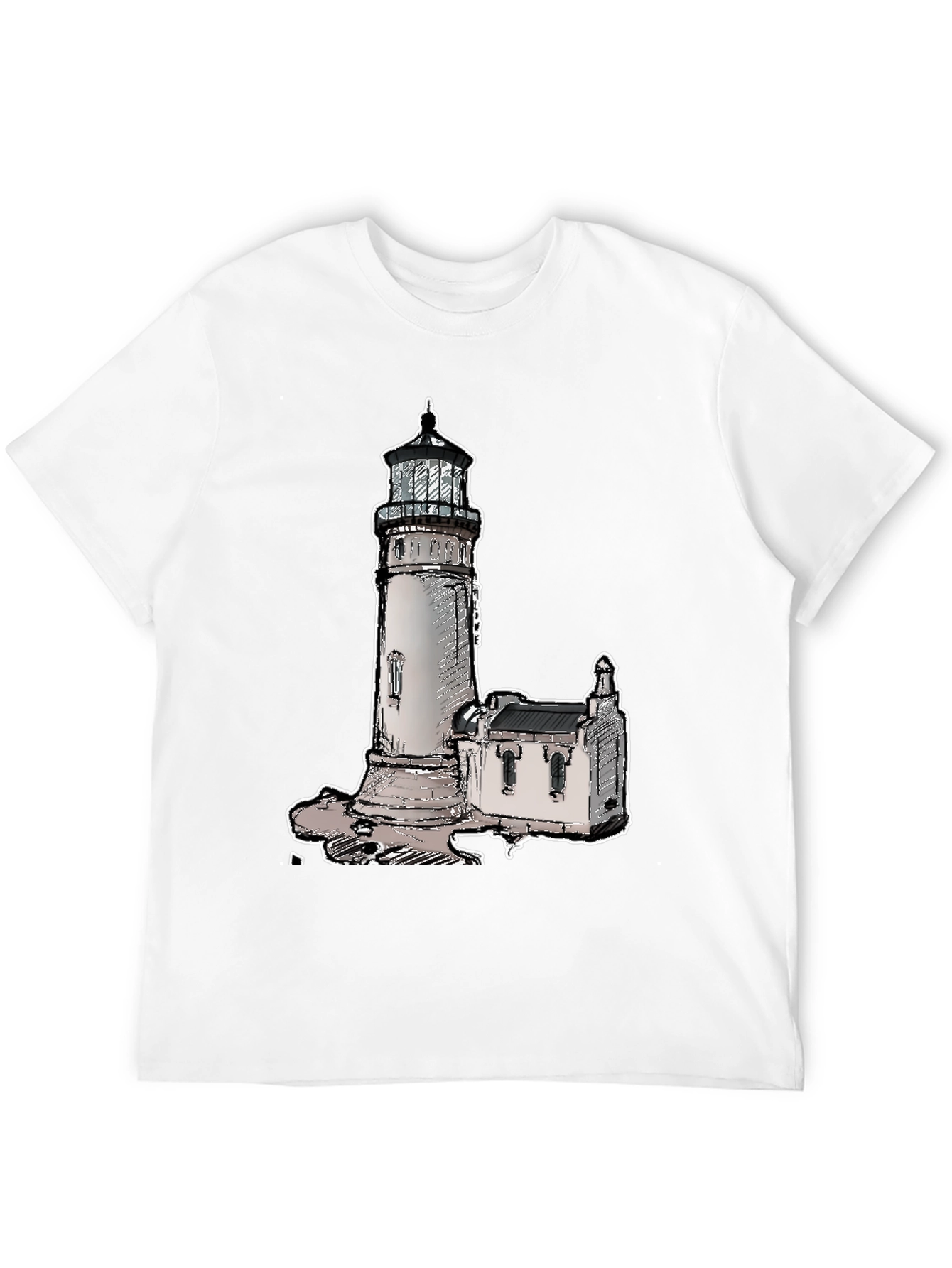 Camiseta Negra con Diseño de Faro Clásico