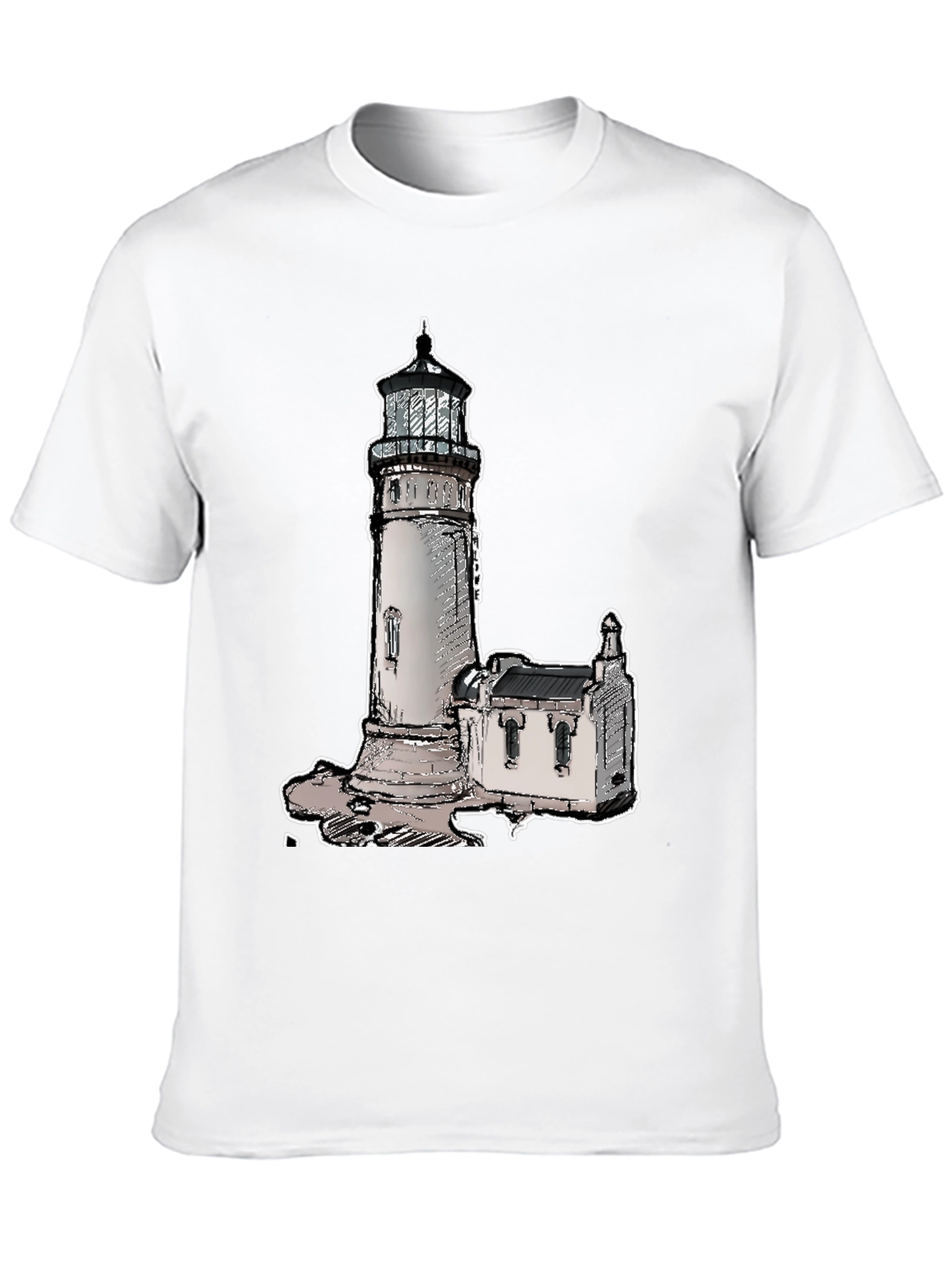 Camiseta Negra con Diseño de Faro Clásico