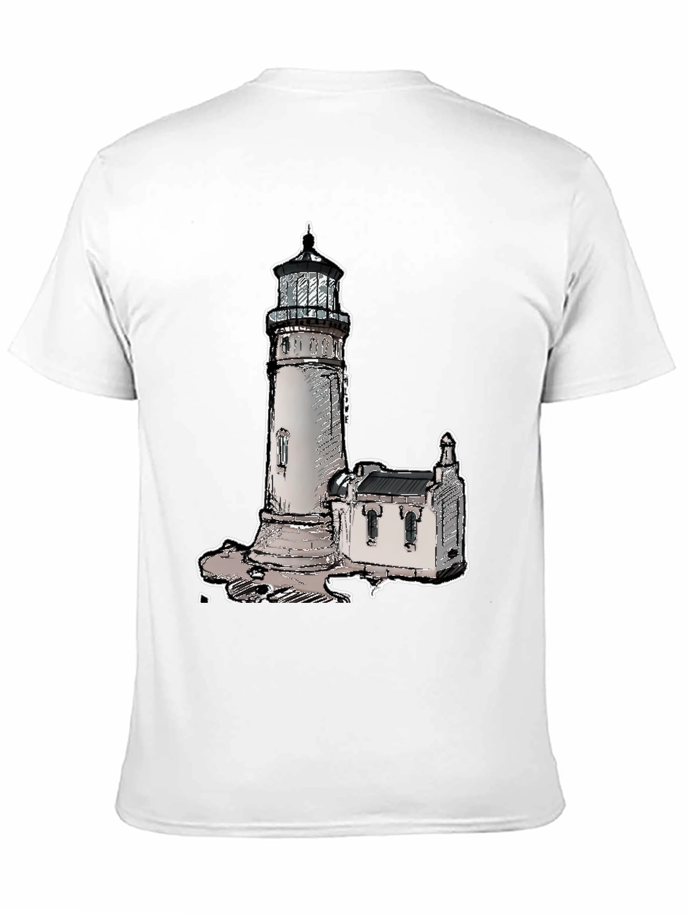 Camiseta Negra con Diseño de Faro Clásico
