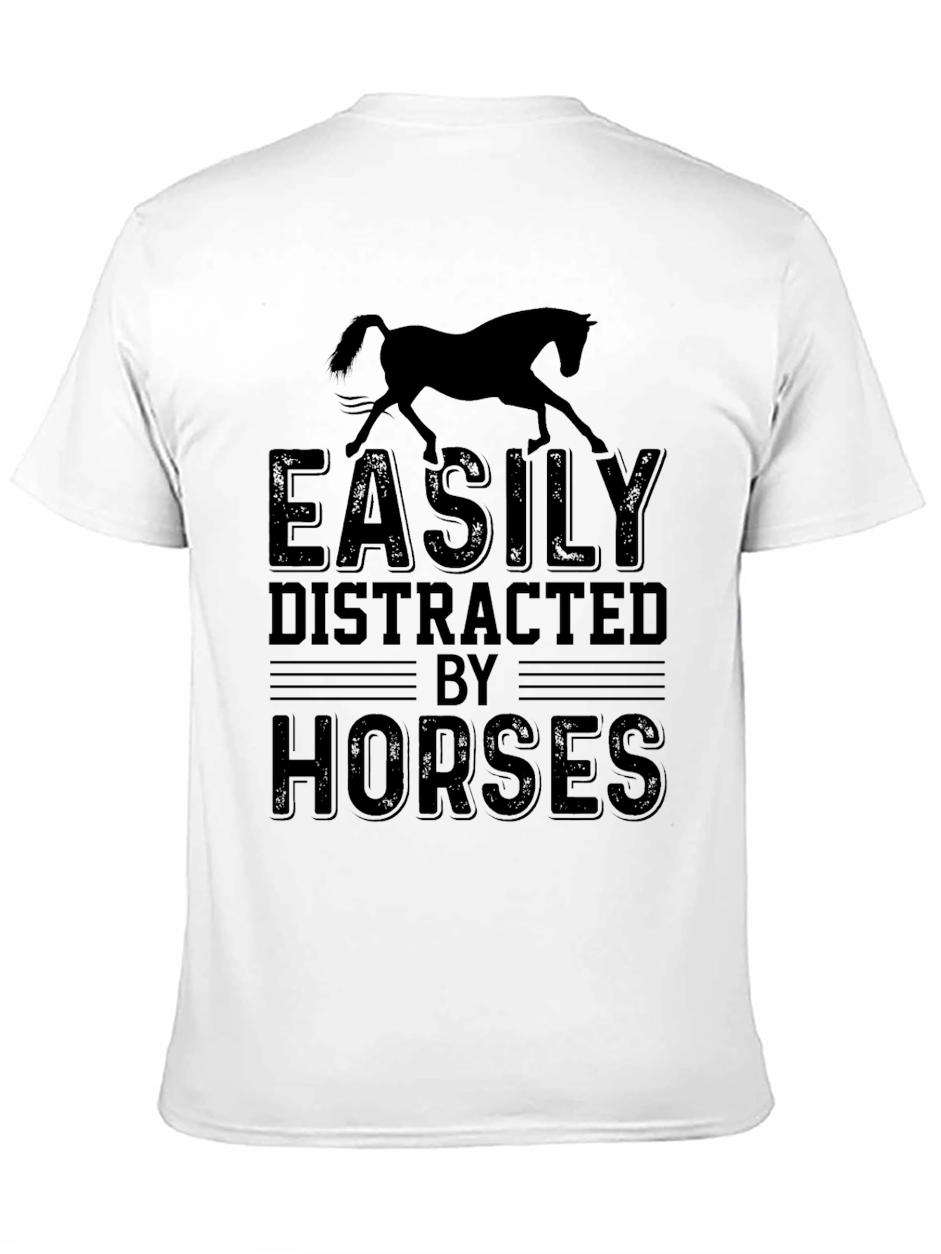 Camiseta Hombre: Distraído Fácilmente Por Caballos