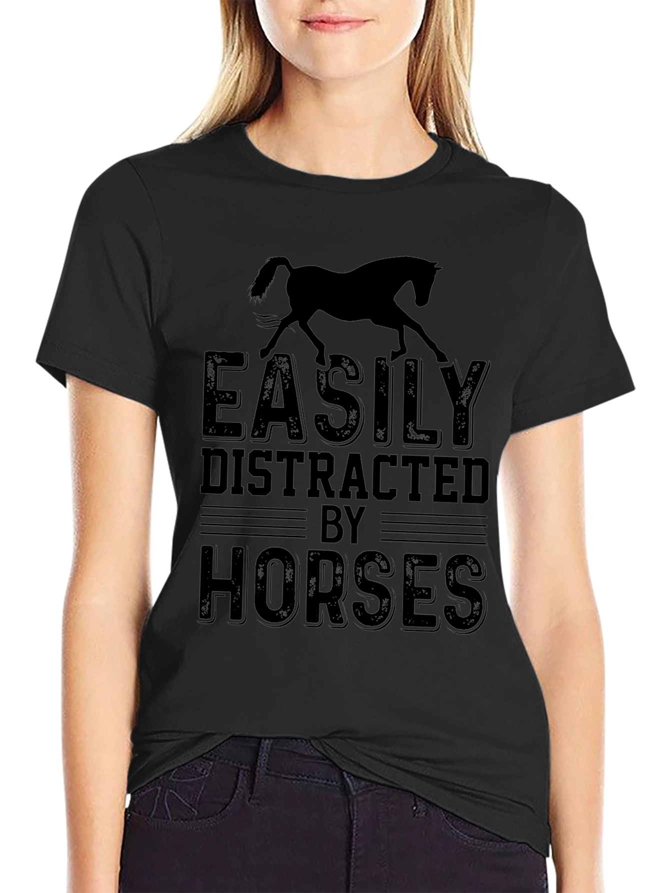 Camiseta Hombre: Distraído Fácilmente Por Caballos