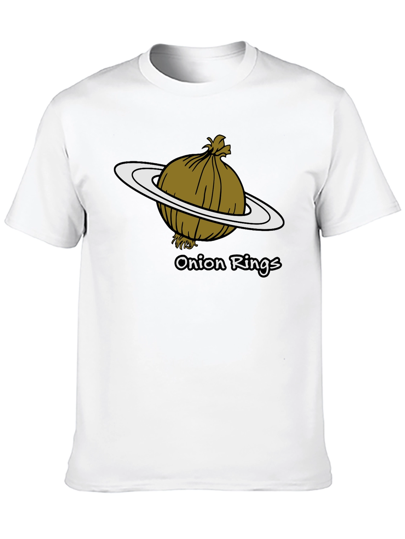 Camiseta Negra Anillos de Cebolla Humor Espacial