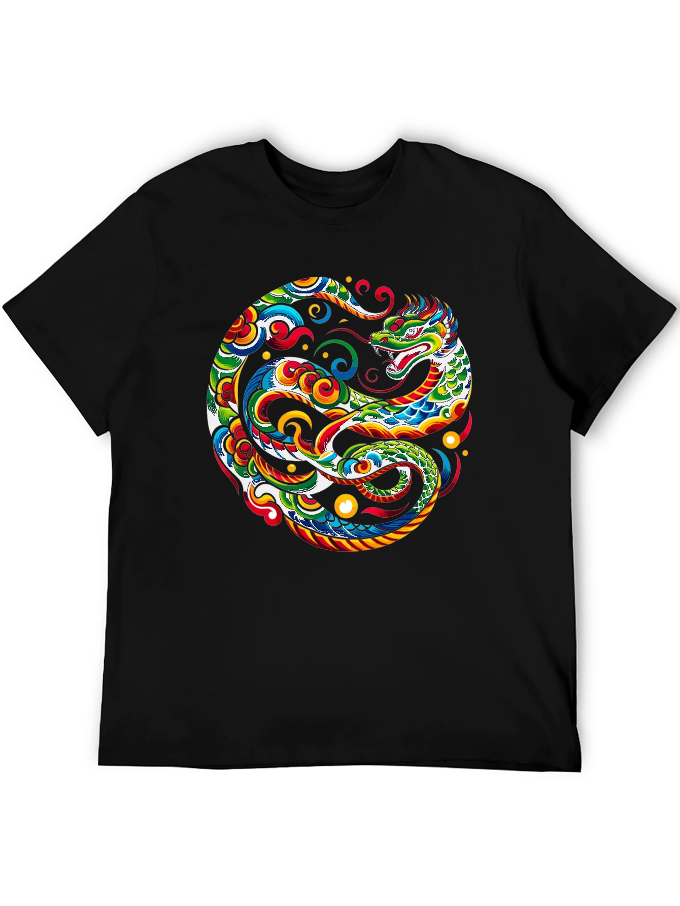 Camiseta Negra con Diseño de Dragón Yin Yang