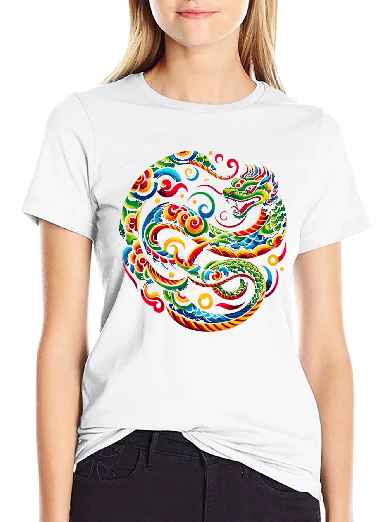 Camiseta Negra con Diseño de Dragón Yin Yang