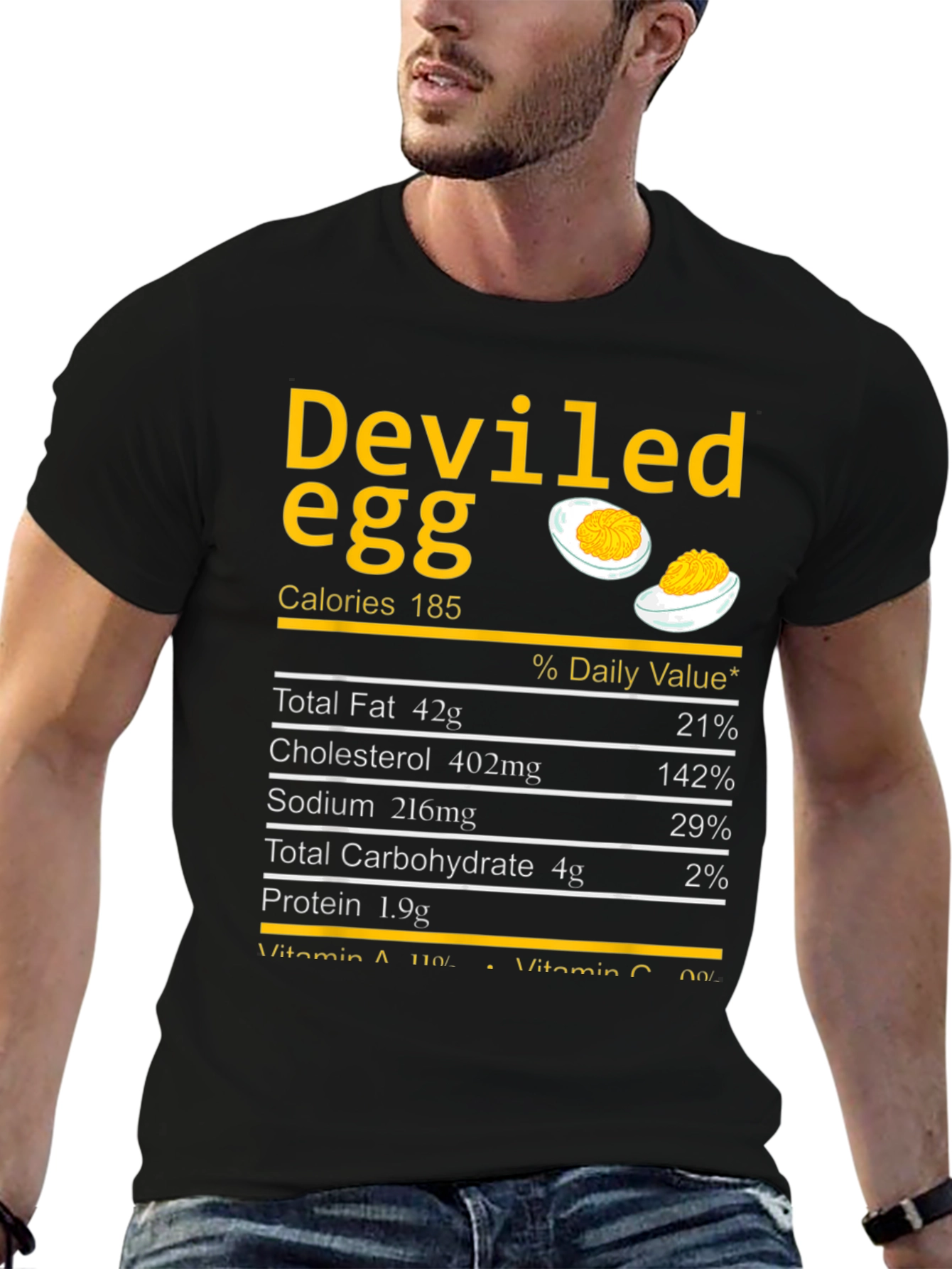Camiseta Negra con Diseño de Huevo Endiablado