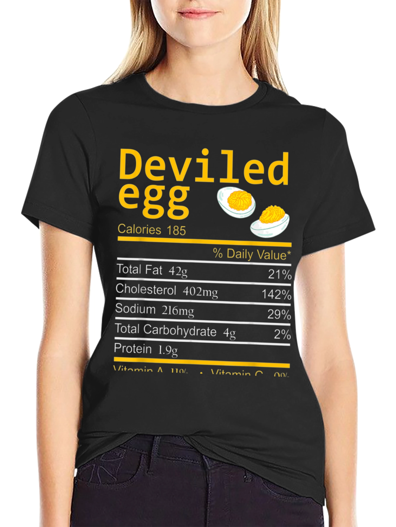 Camiseta Negra con Diseño de Huevo Endiablado