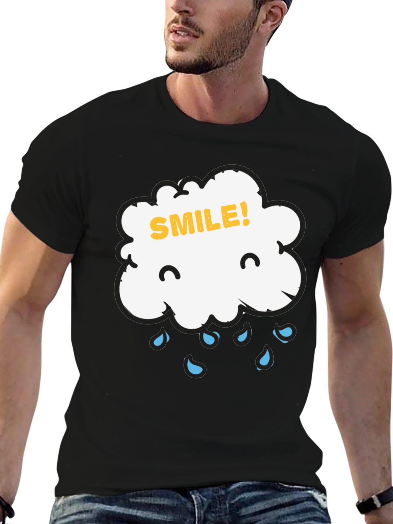 Camiseta Negra Nube Sonriente