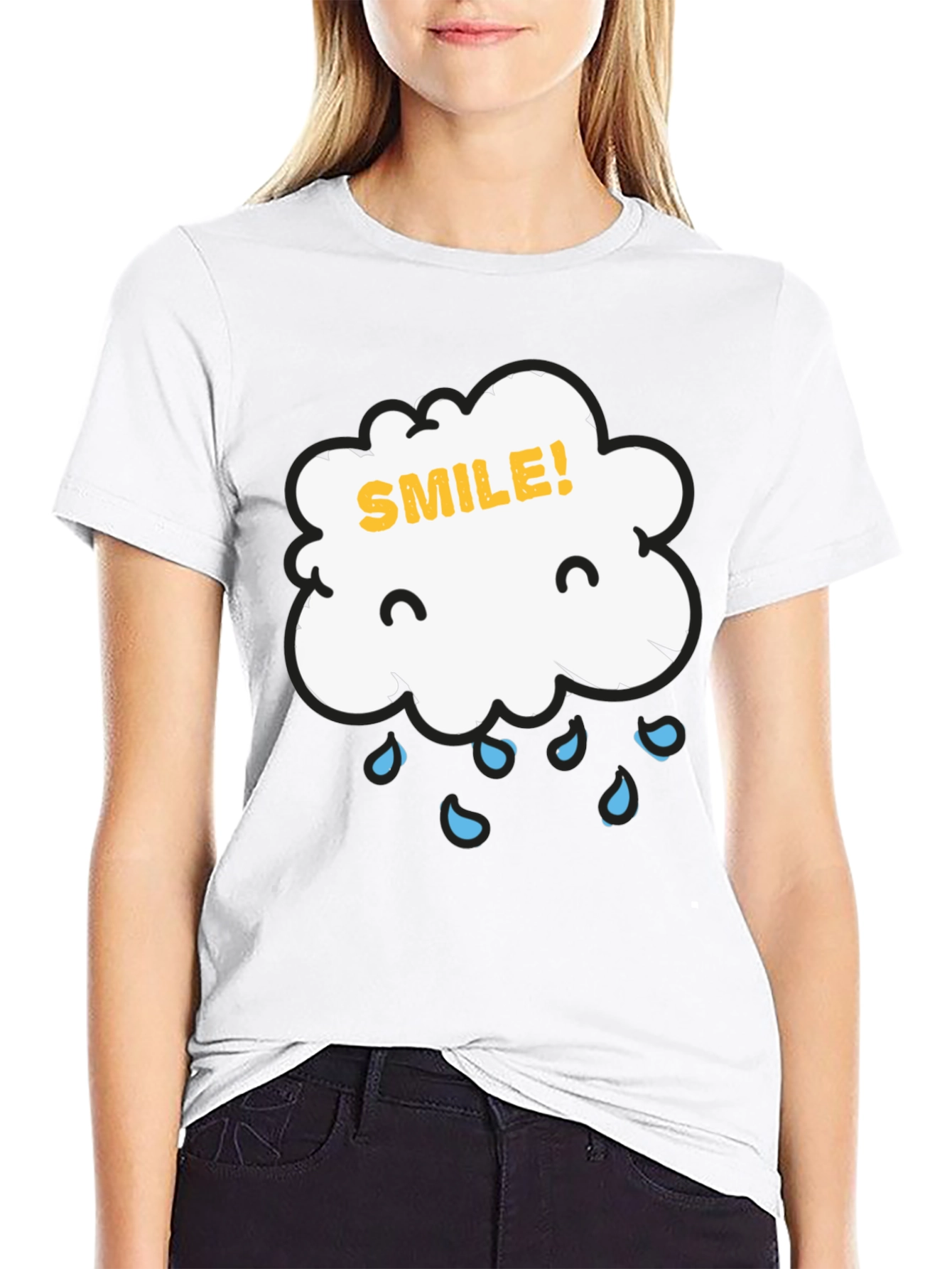 Camiseta Negra Nube Sonriente