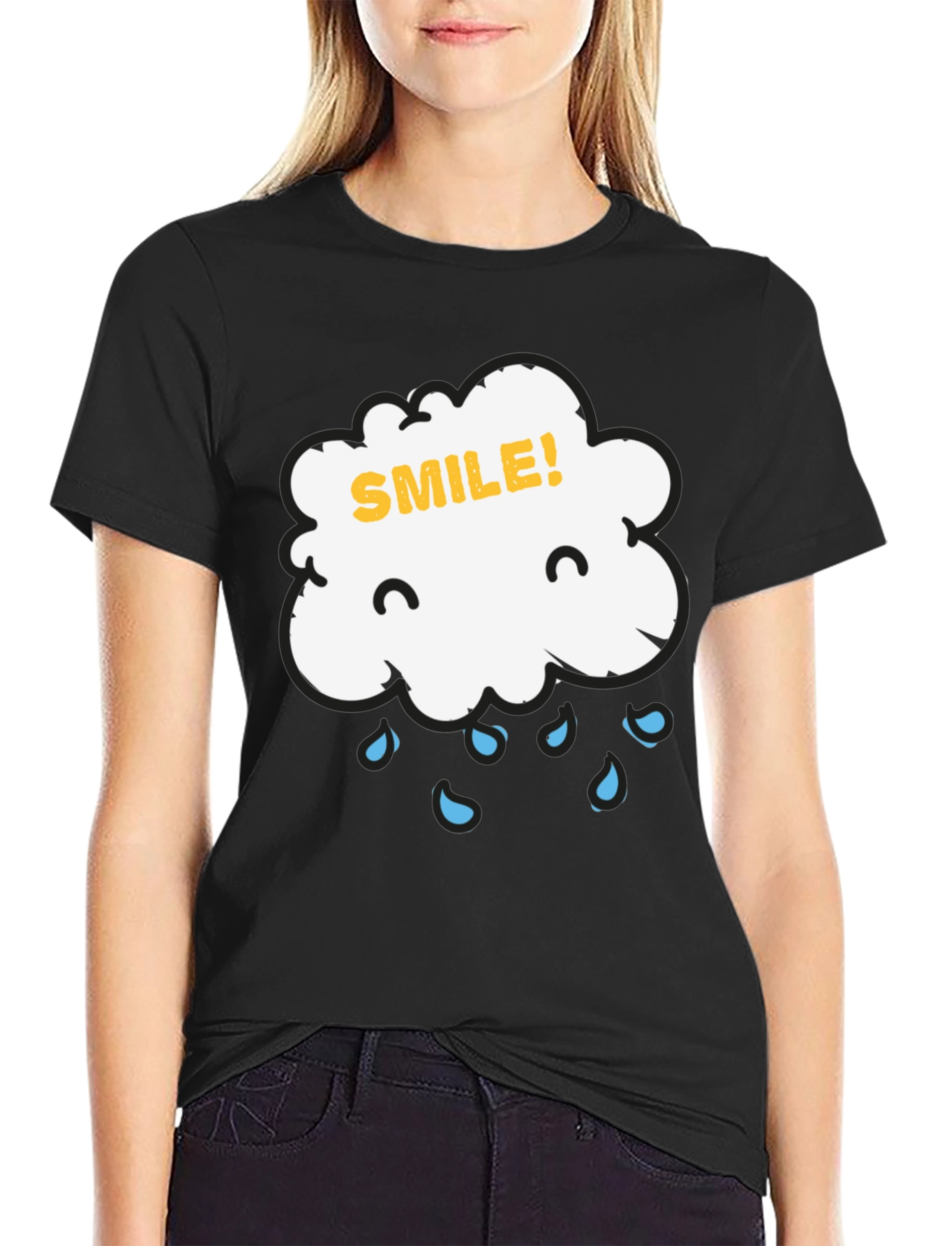 Camiseta Negra Nube Sonriente