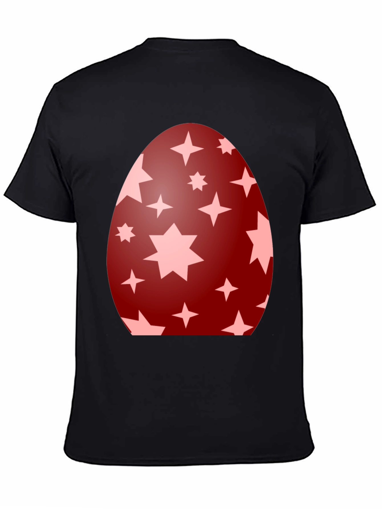 Camiseta Negra con Diseño de Huevo de Pascua Estrellado