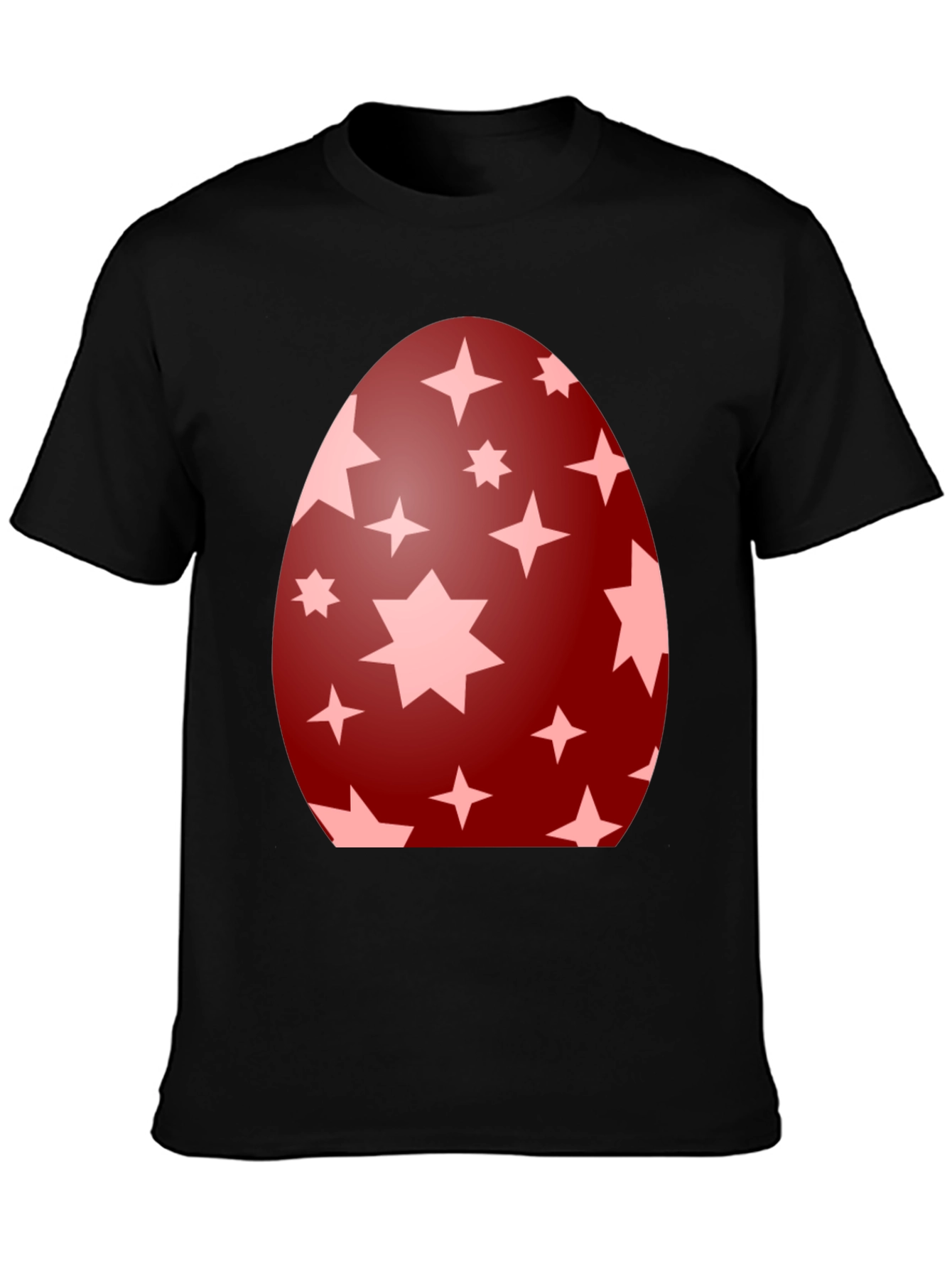 Camiseta Negra con Diseño de Huevo de Pascua Estrellado