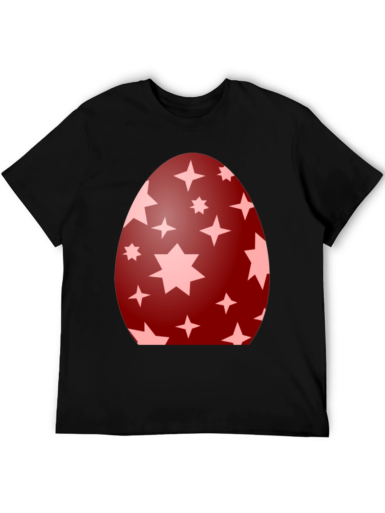 Camiseta Negra con Diseño de Huevo de Pascua Estrellado