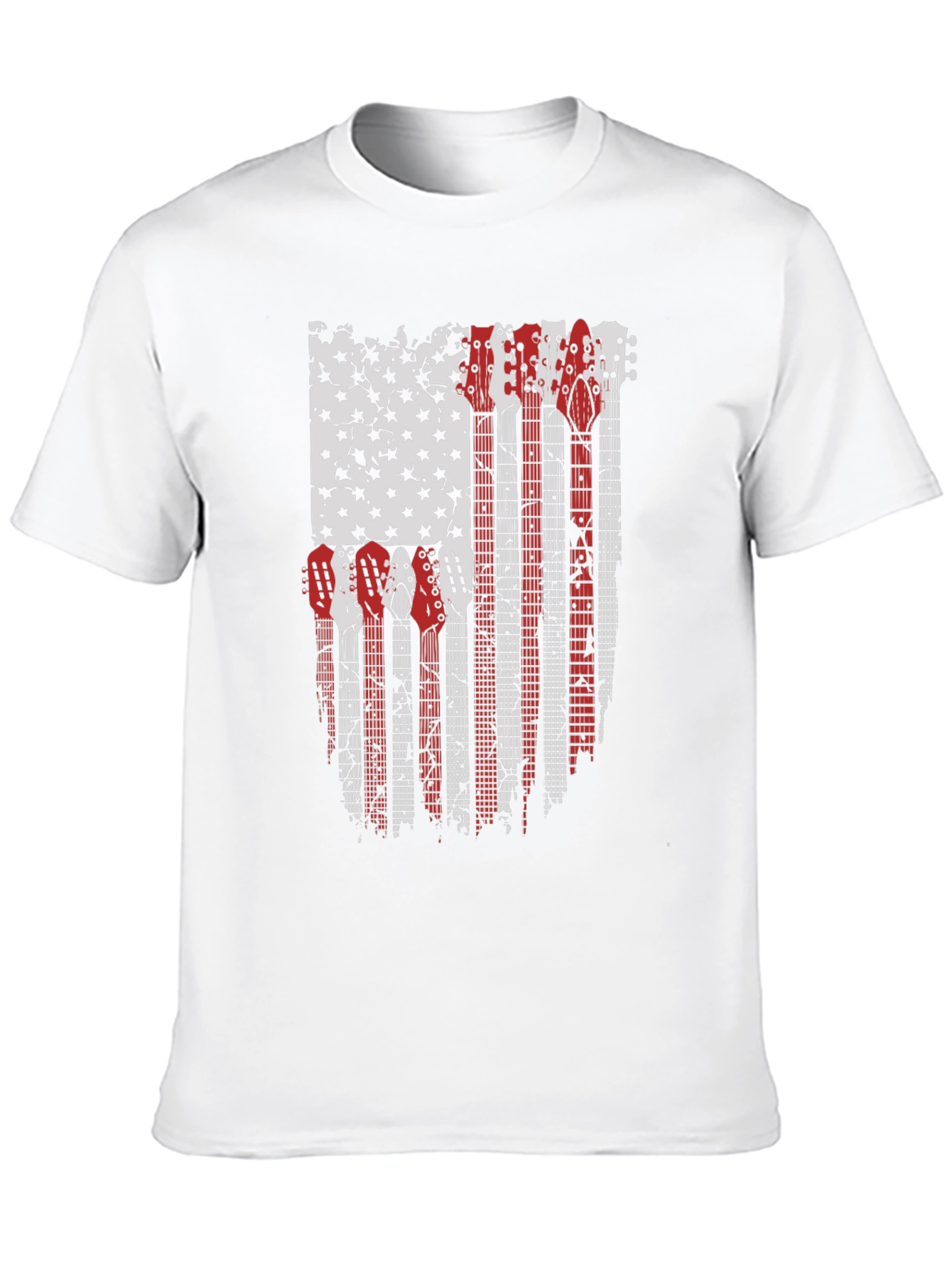 Camiseta Negra con Diseño de Bandera Americana y Guitarras