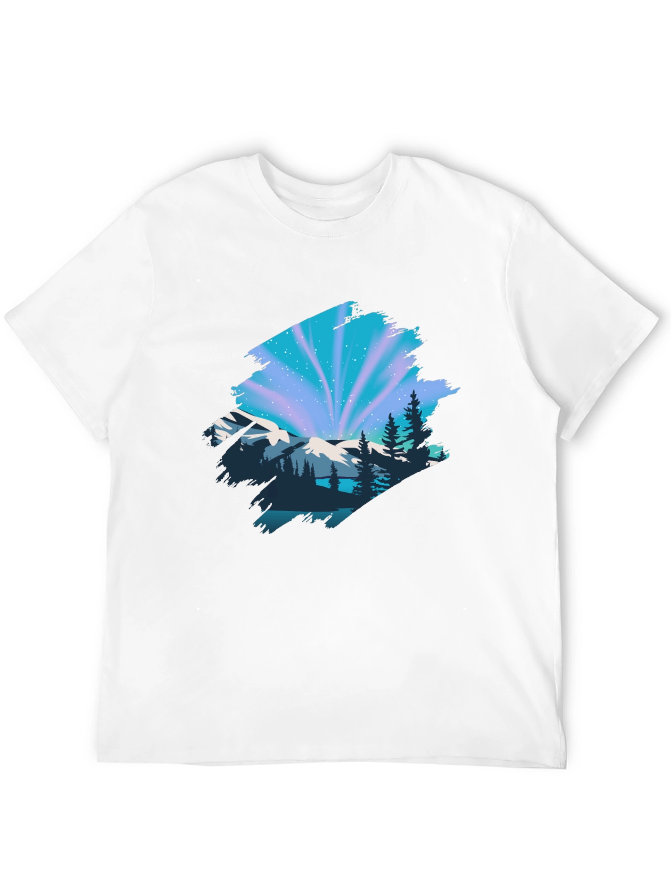 Camiseta Negra con Diseño Aurora Boreal