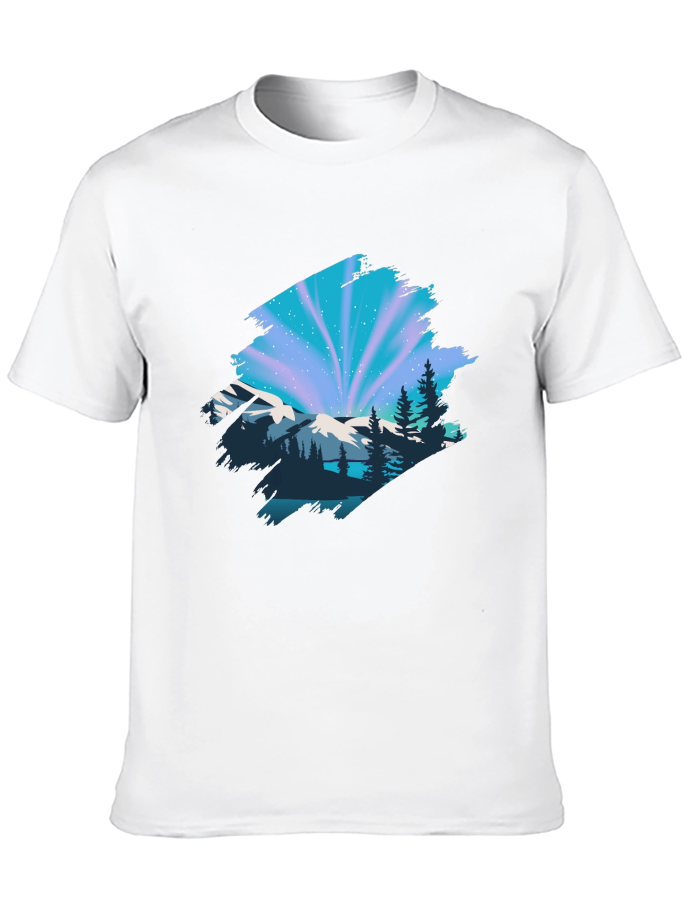 Camiseta Negra con Diseño Aurora Boreal