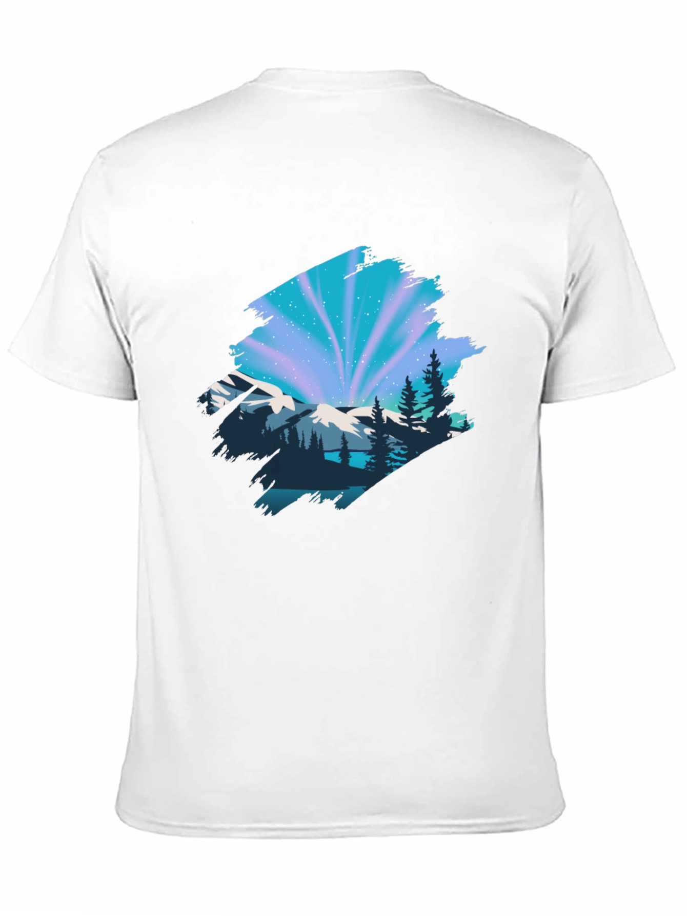 Camiseta Negra con Diseño Aurora Boreal