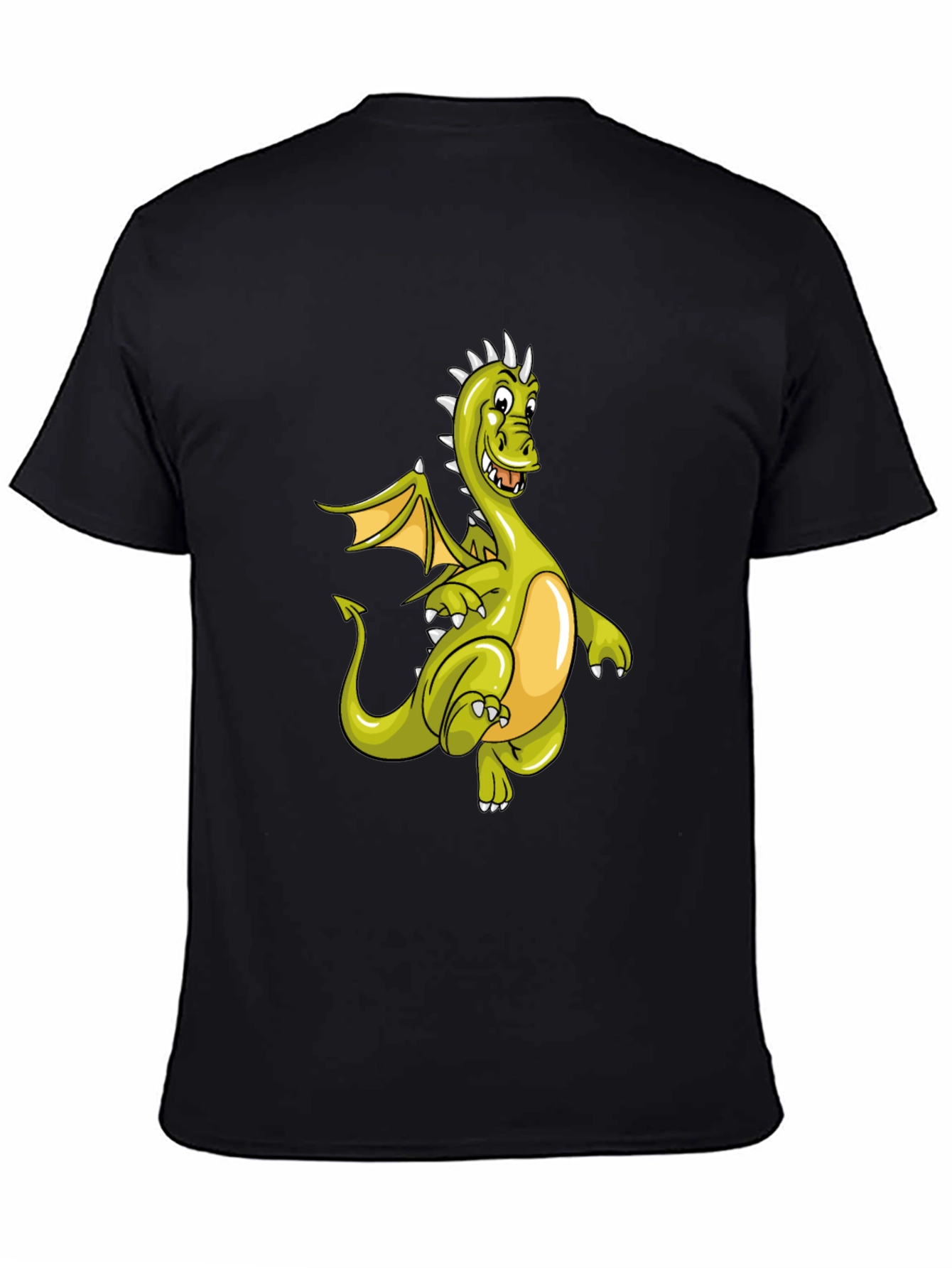 Camiseta Negra con Diseño de Dragón Verde Animado