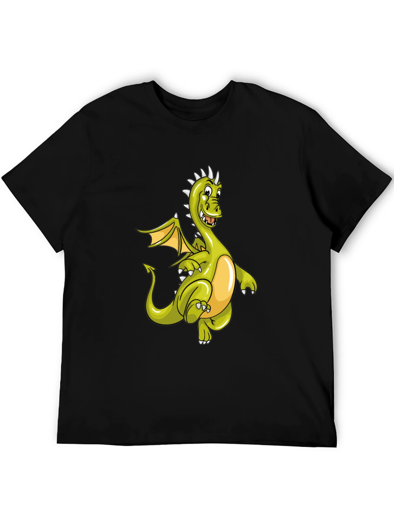 Camiseta Negra con Diseño de Dragón Verde Animado