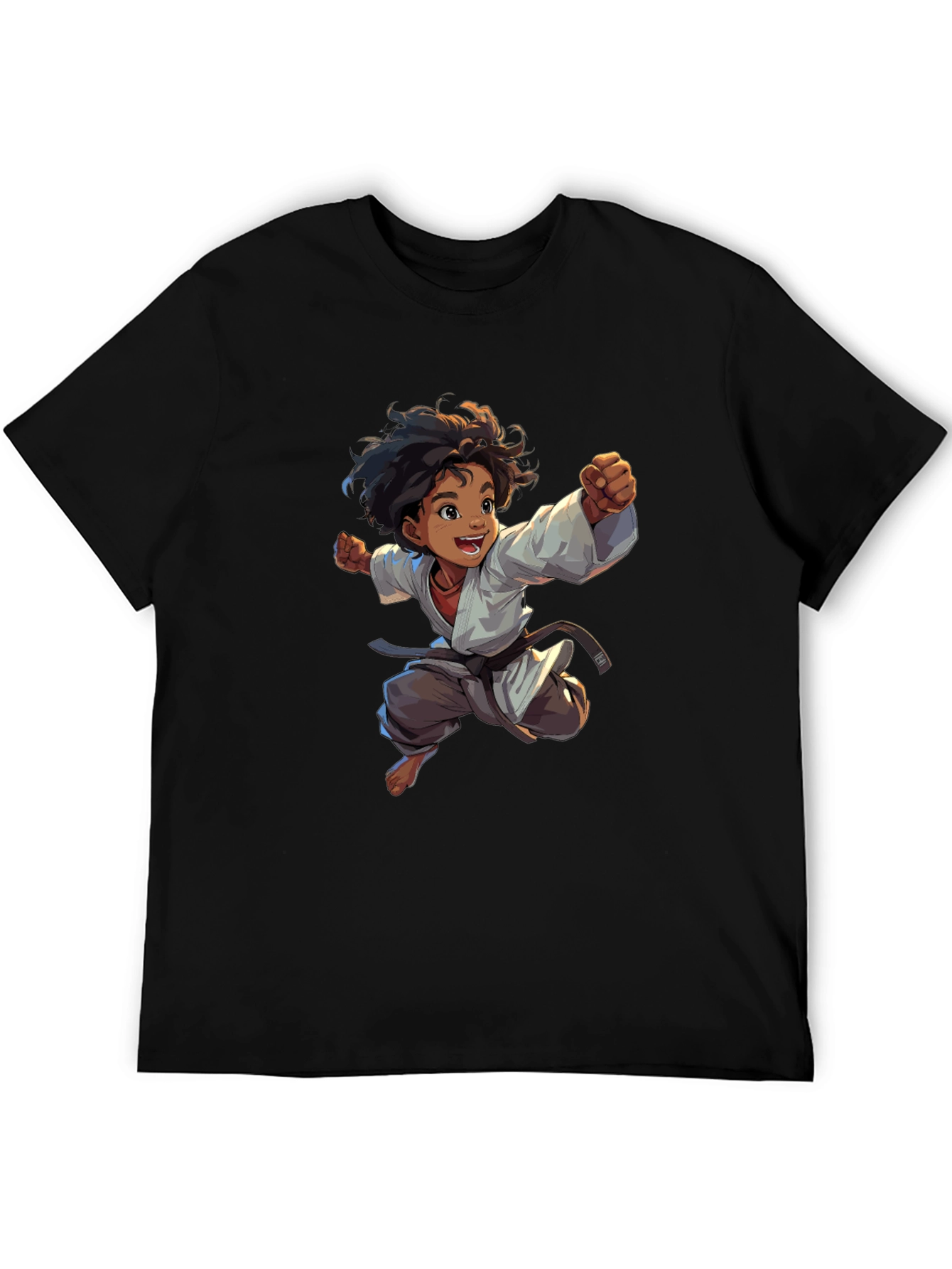 Camiseta Negra con Diseño de Karate Infantil