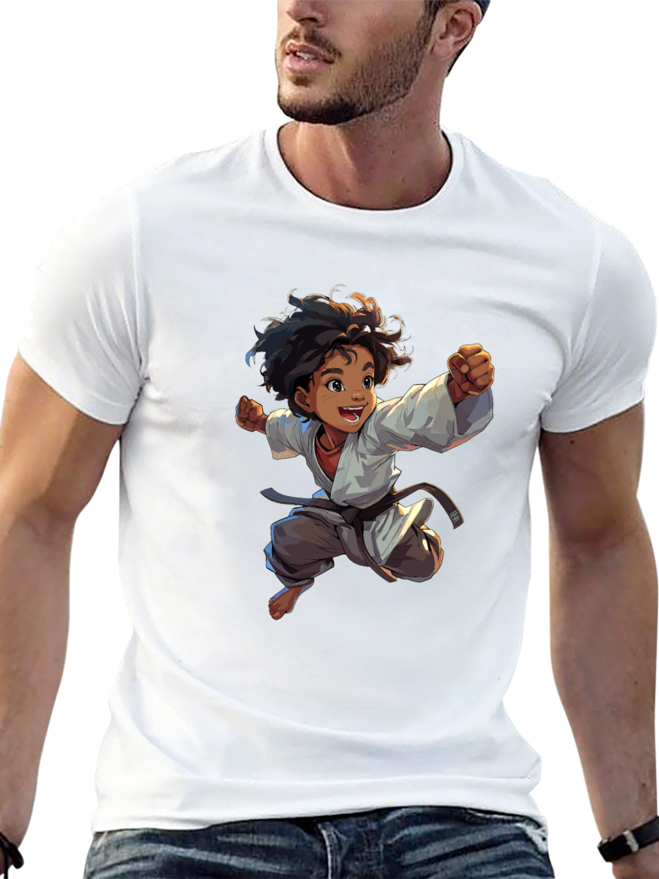 Camiseta Negra con Diseño de Karate Infantil