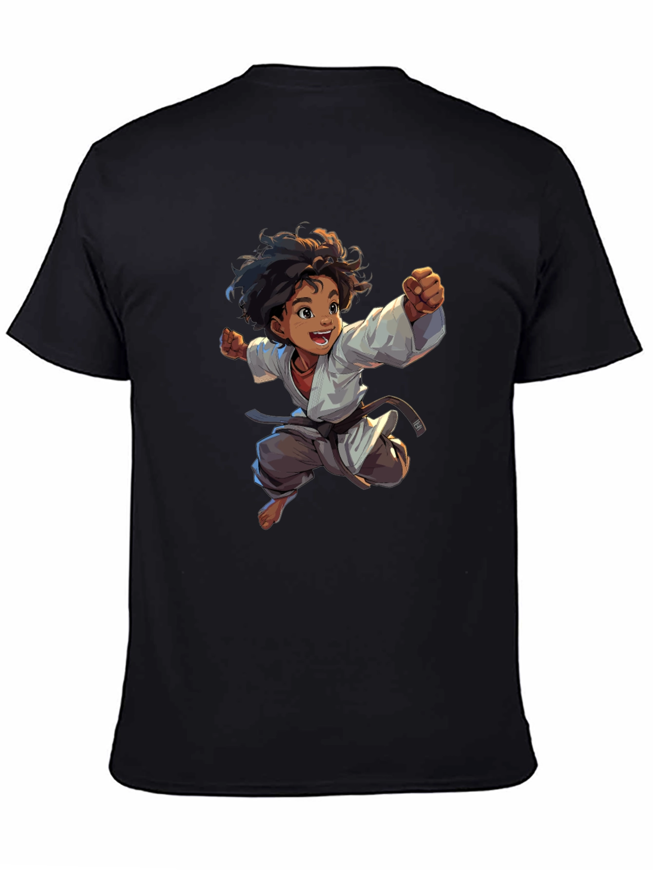 Camiseta Negra con Diseño de Karate Infantil