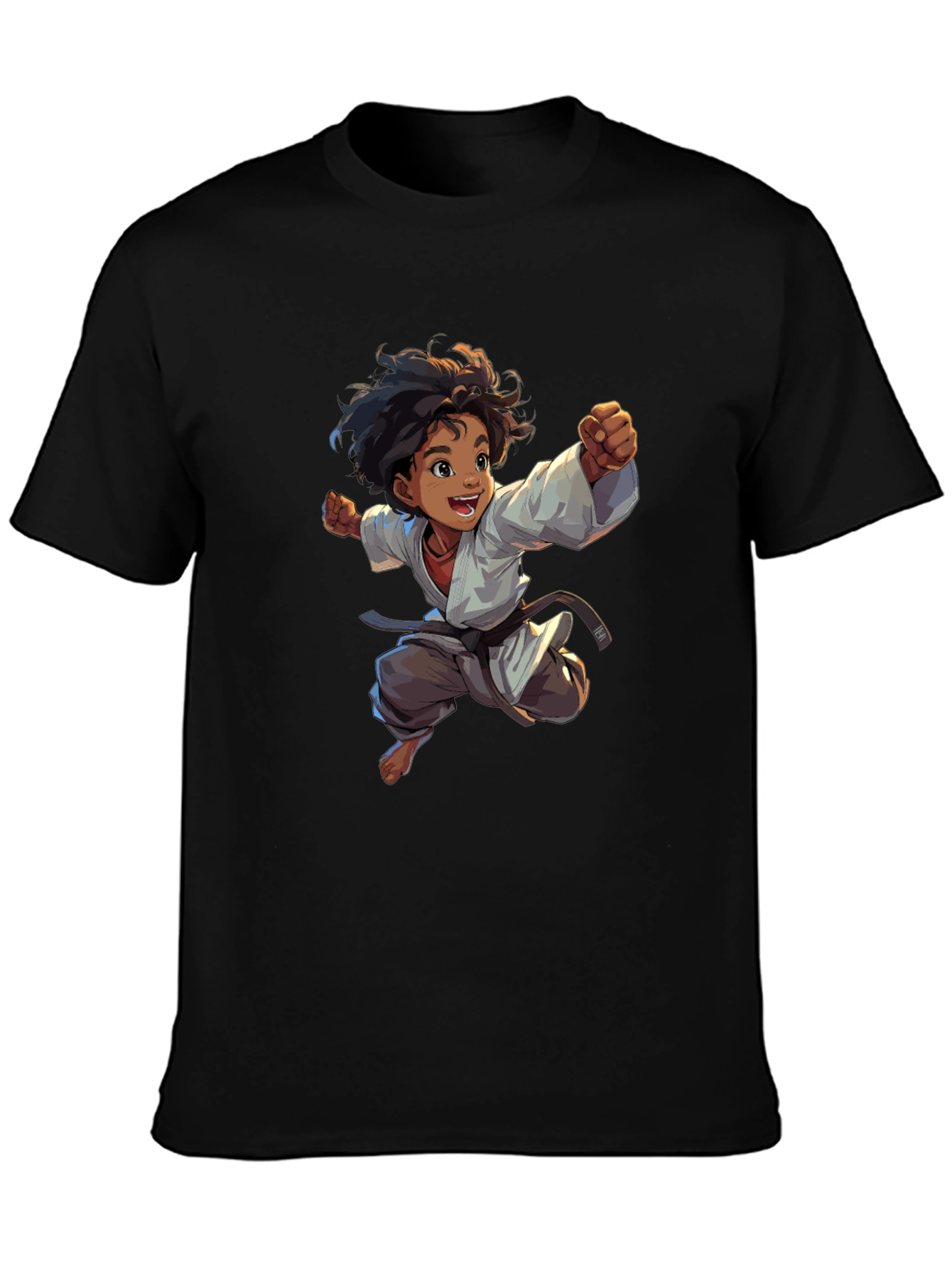 Camiseta Negra con Diseño de Karate Infantil
