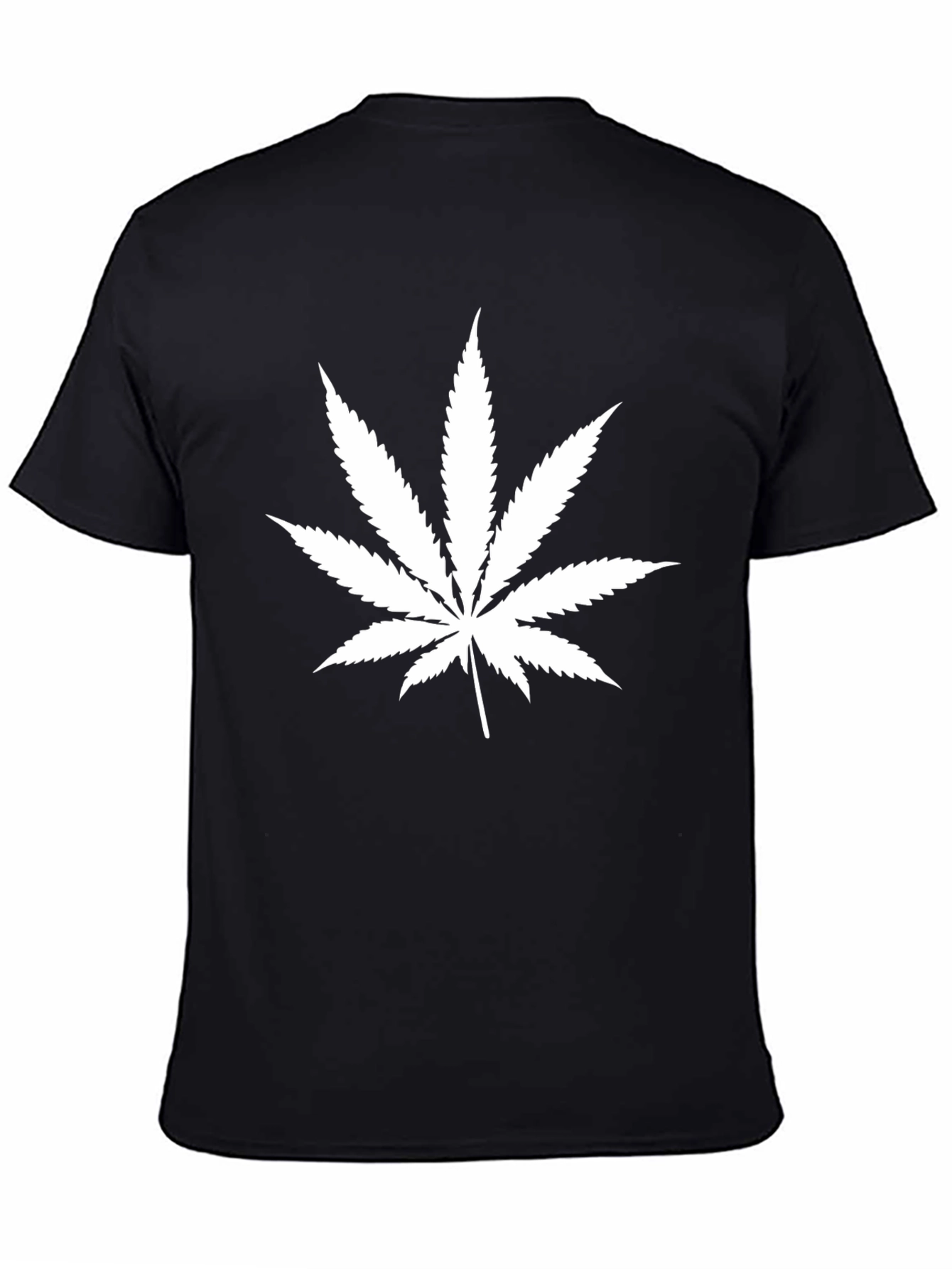 Camiseta Negra Hoja de Cannabis Algodón Casual