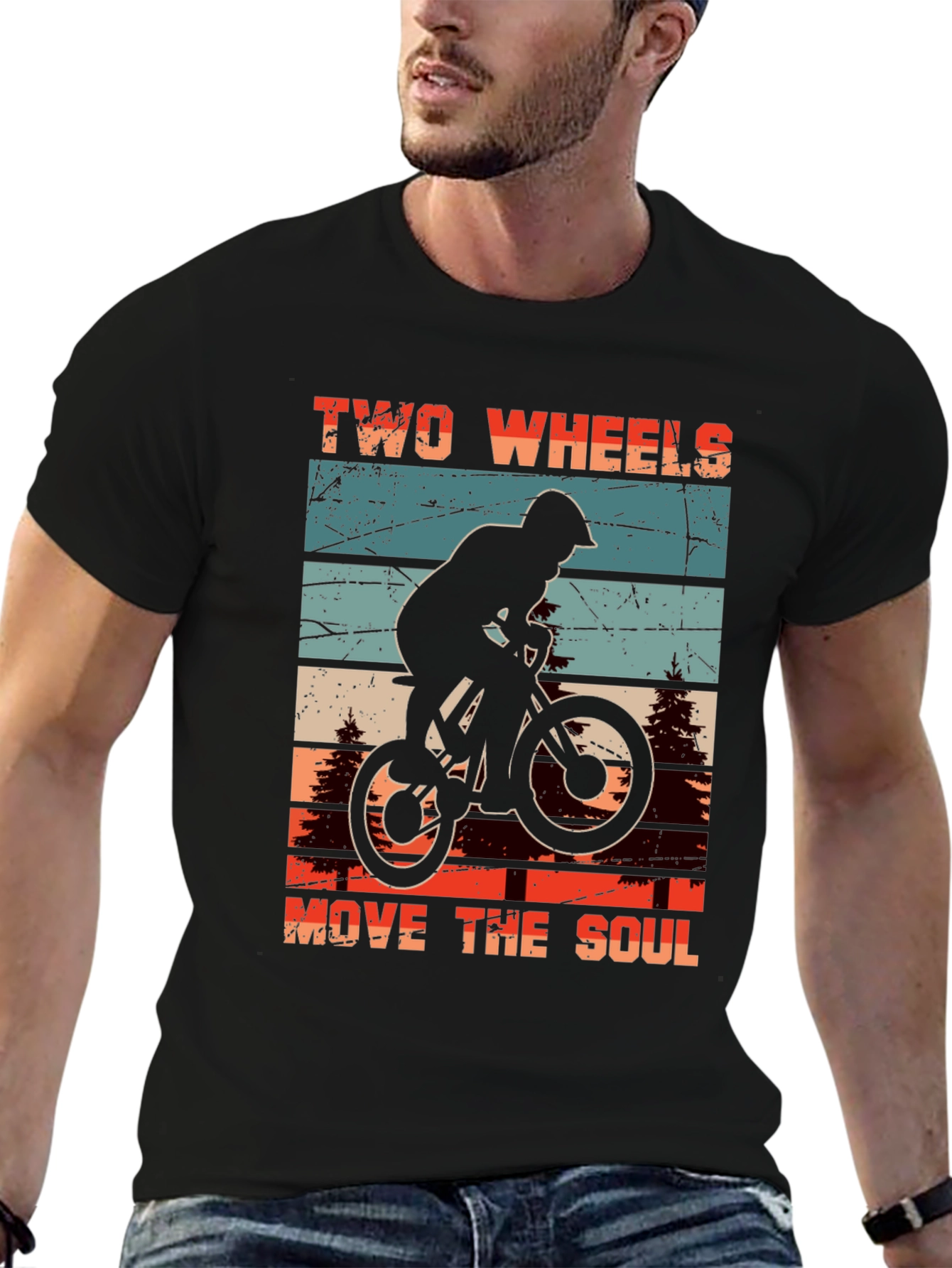 Camiseta Negra Ciclismo Two Wheels Move The Soul