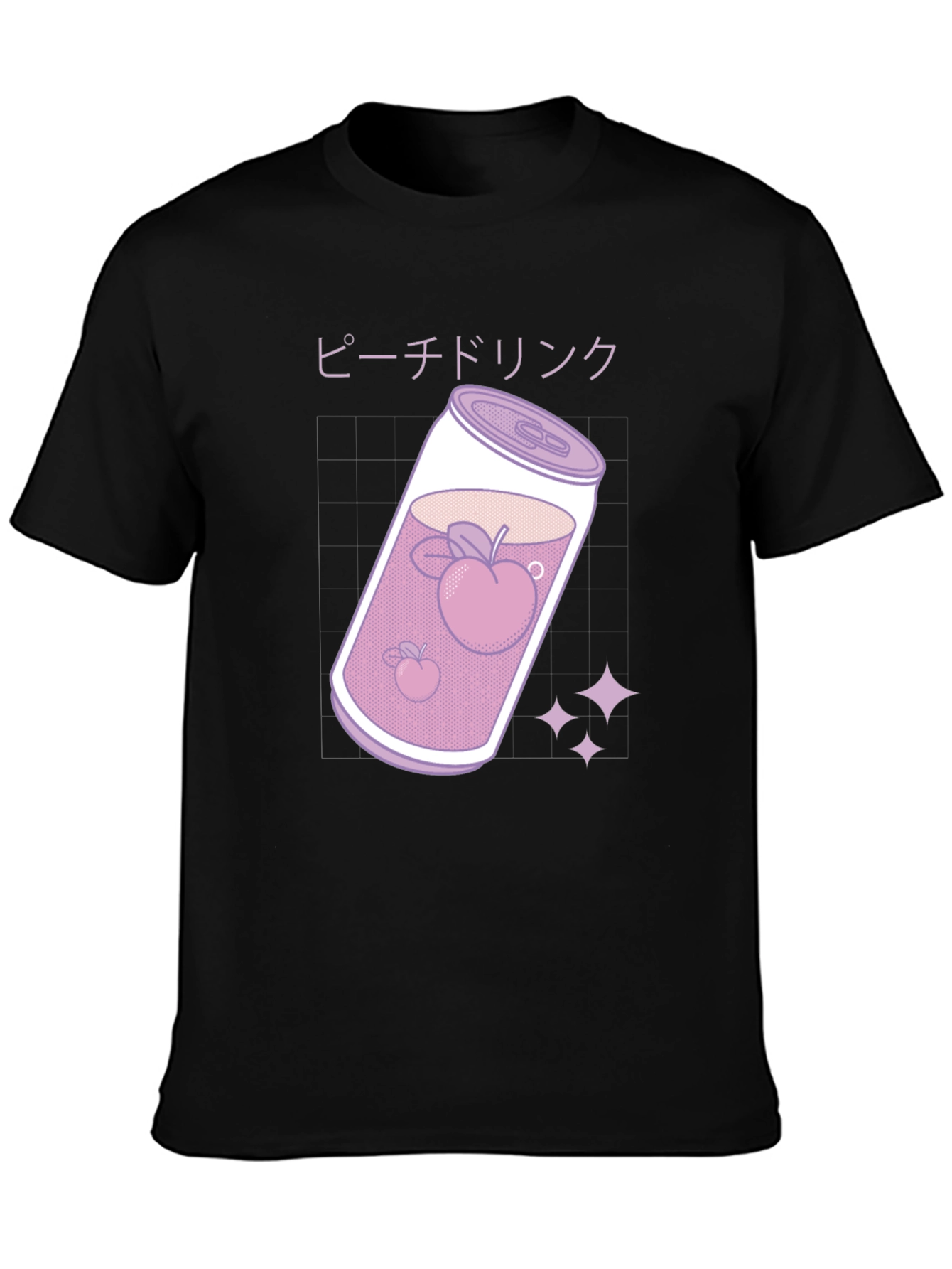 Camiseta Negra con Diseño Bebida de Melocotón