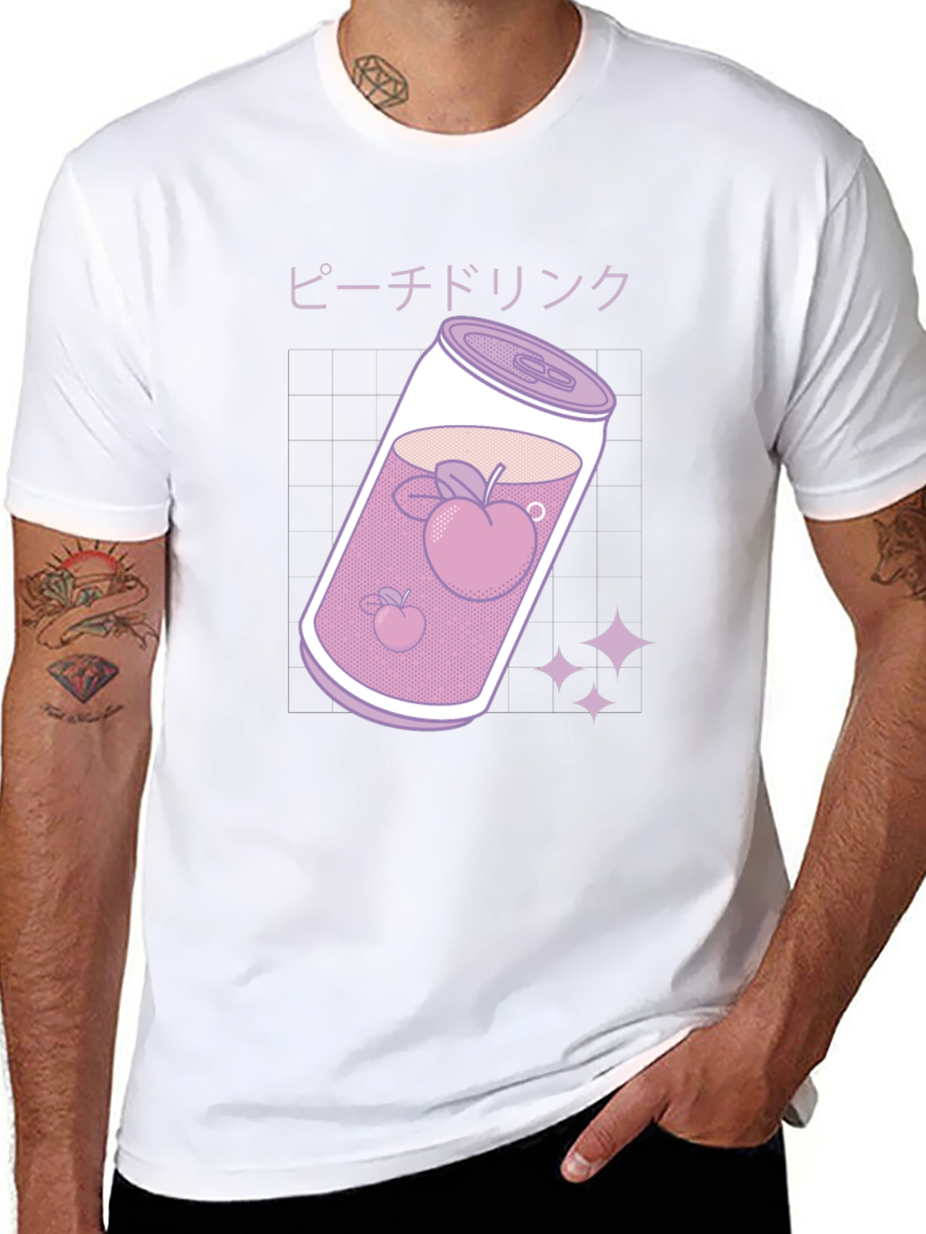 Camiseta Negra con Diseño Bebida de Melocotón