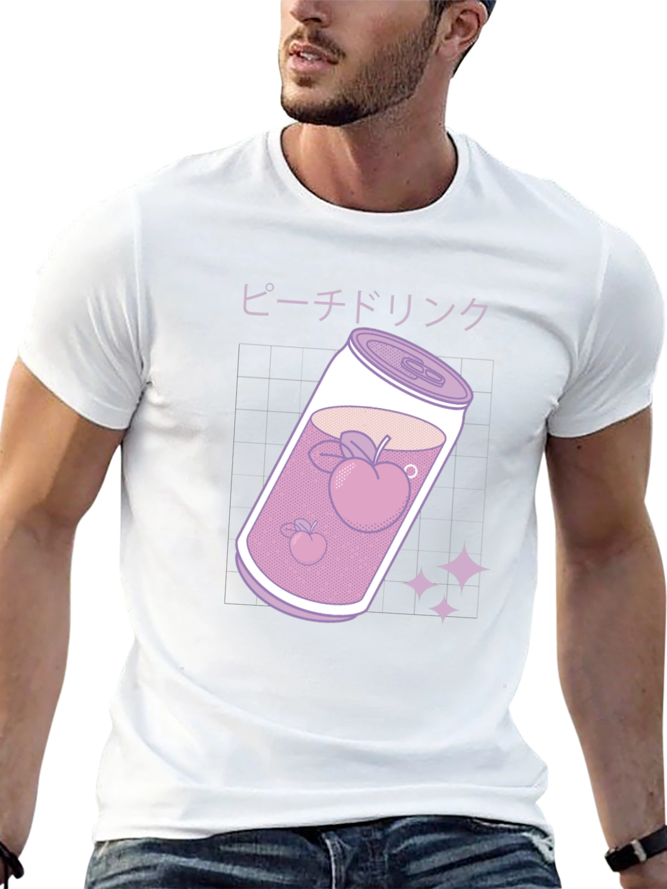 Camiseta Negra con Diseño Bebida de Melocotón
