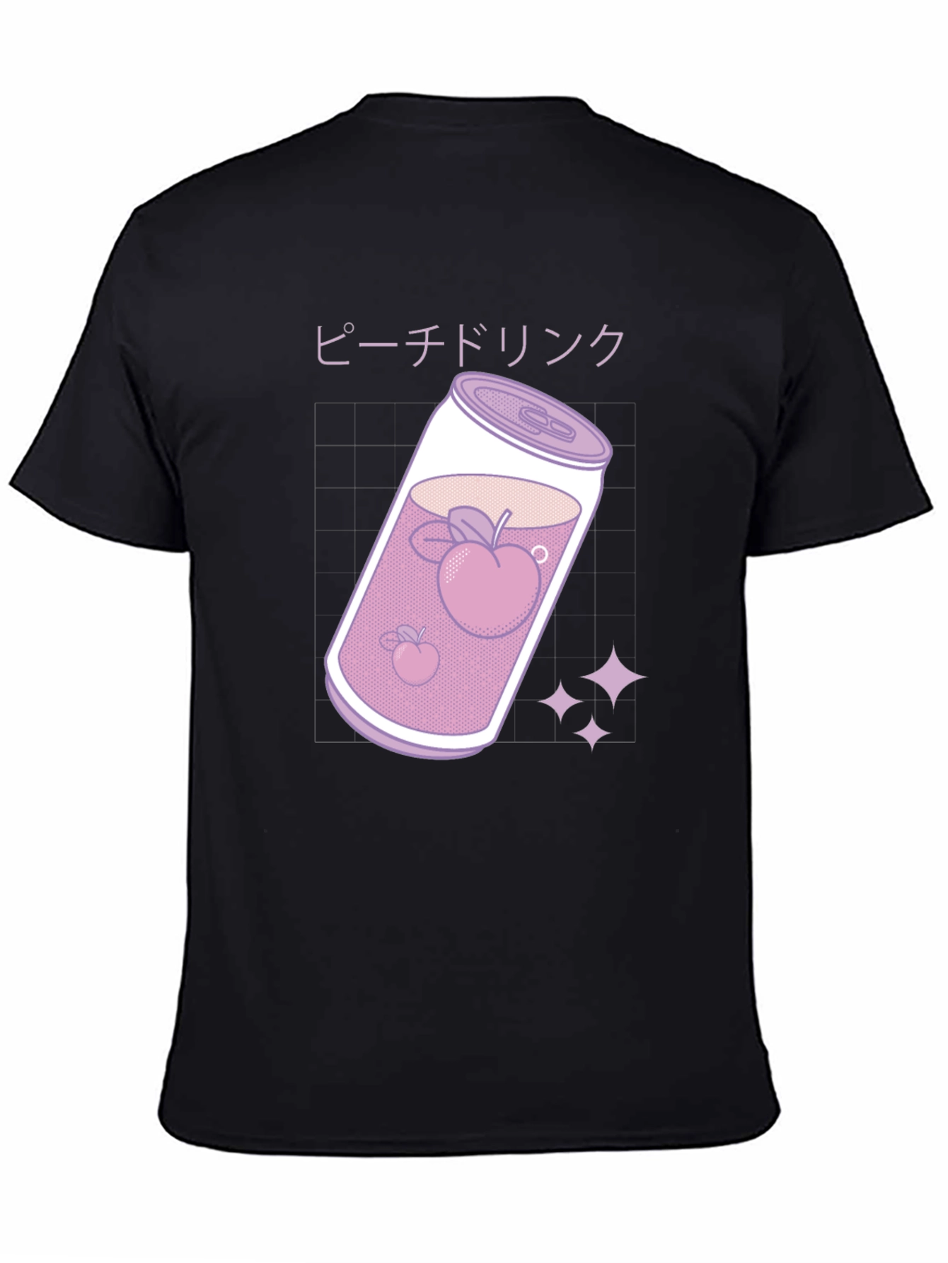 Camiseta Negra con Diseño Bebida de Melocotón