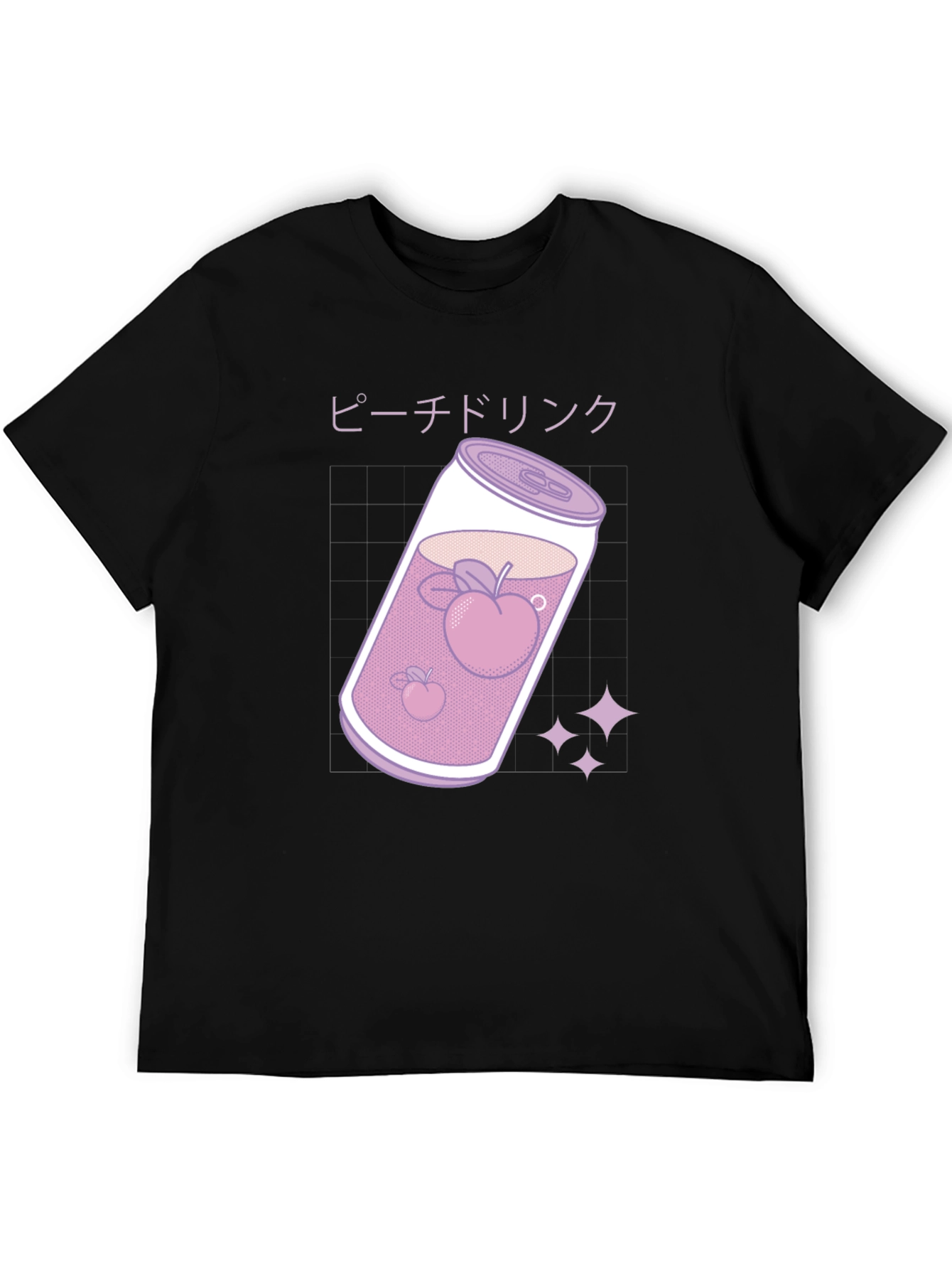 Camiseta Negra con Diseño Bebida de Melocotón