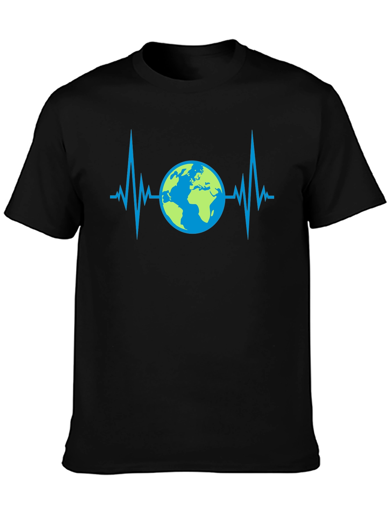 Camiseta Negra con Diseño de Latido Terrestre