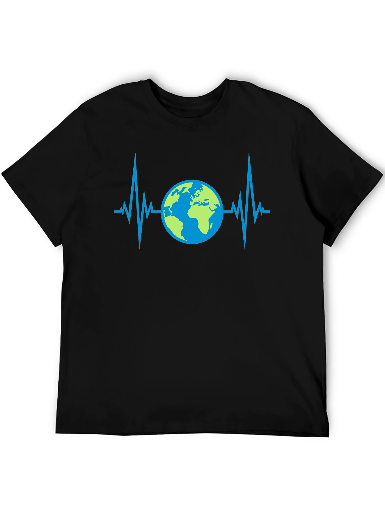 Camiseta Negra con Diseño de Latido Terrestre