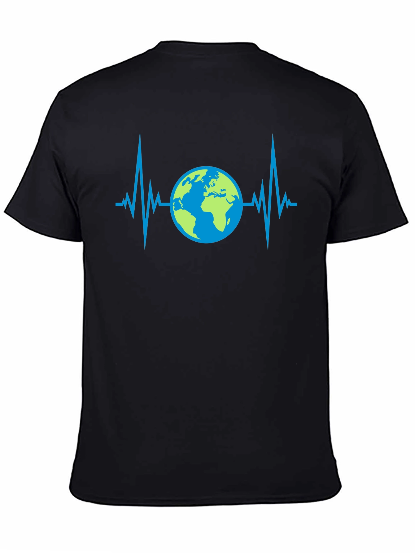 Camiseta Negra con Diseño de Latido Terrestre