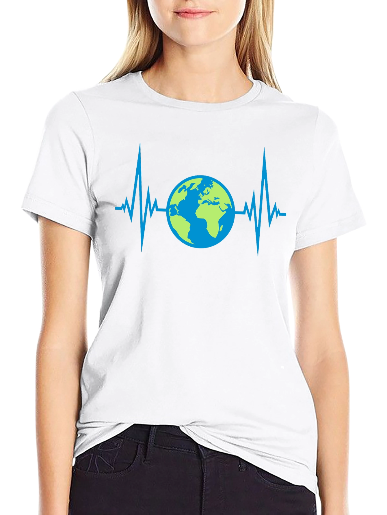 Camiseta Negra con Diseño de Latido Terrestre