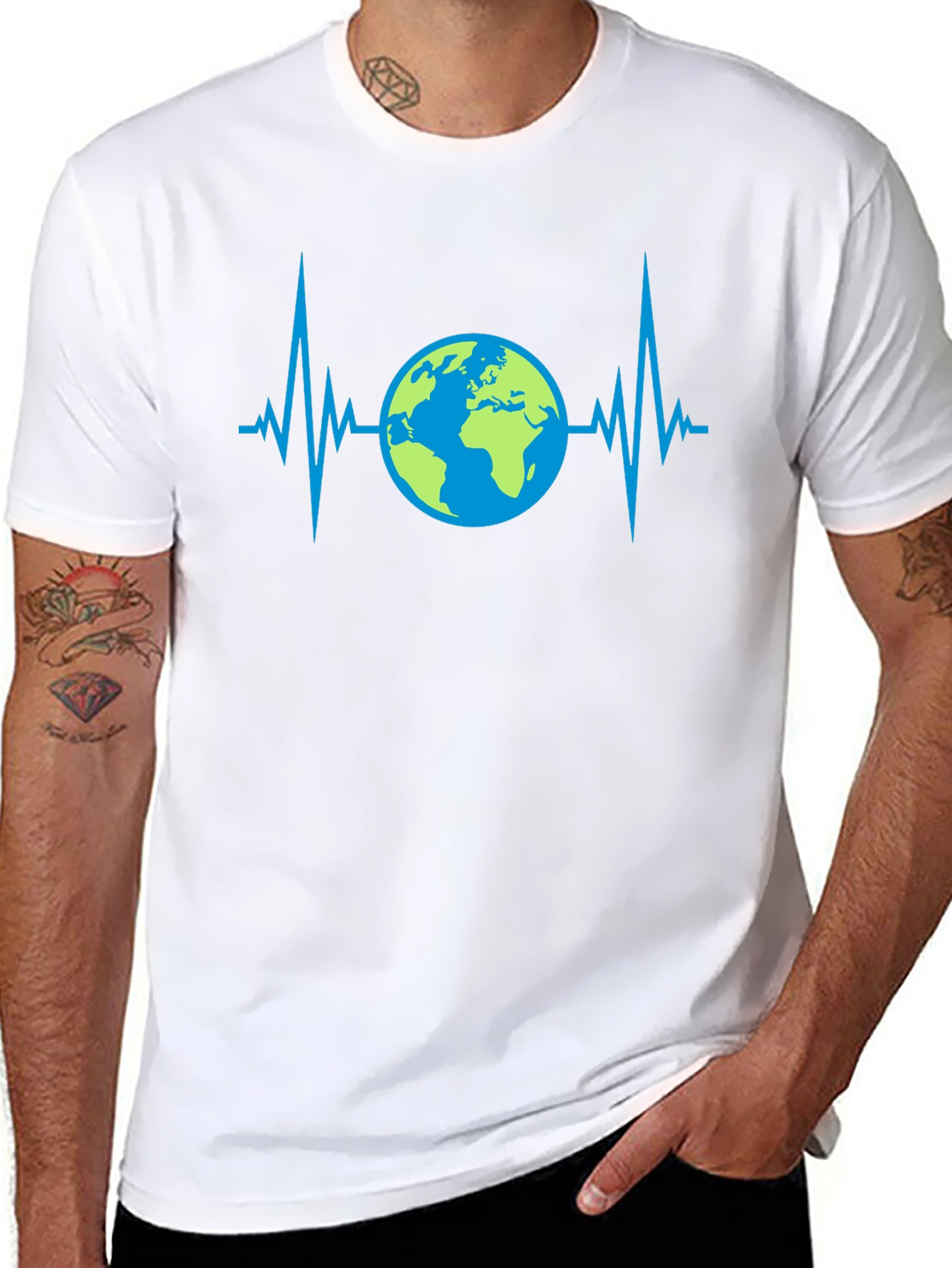 Camiseta Negra con Diseño de Latido Terrestre