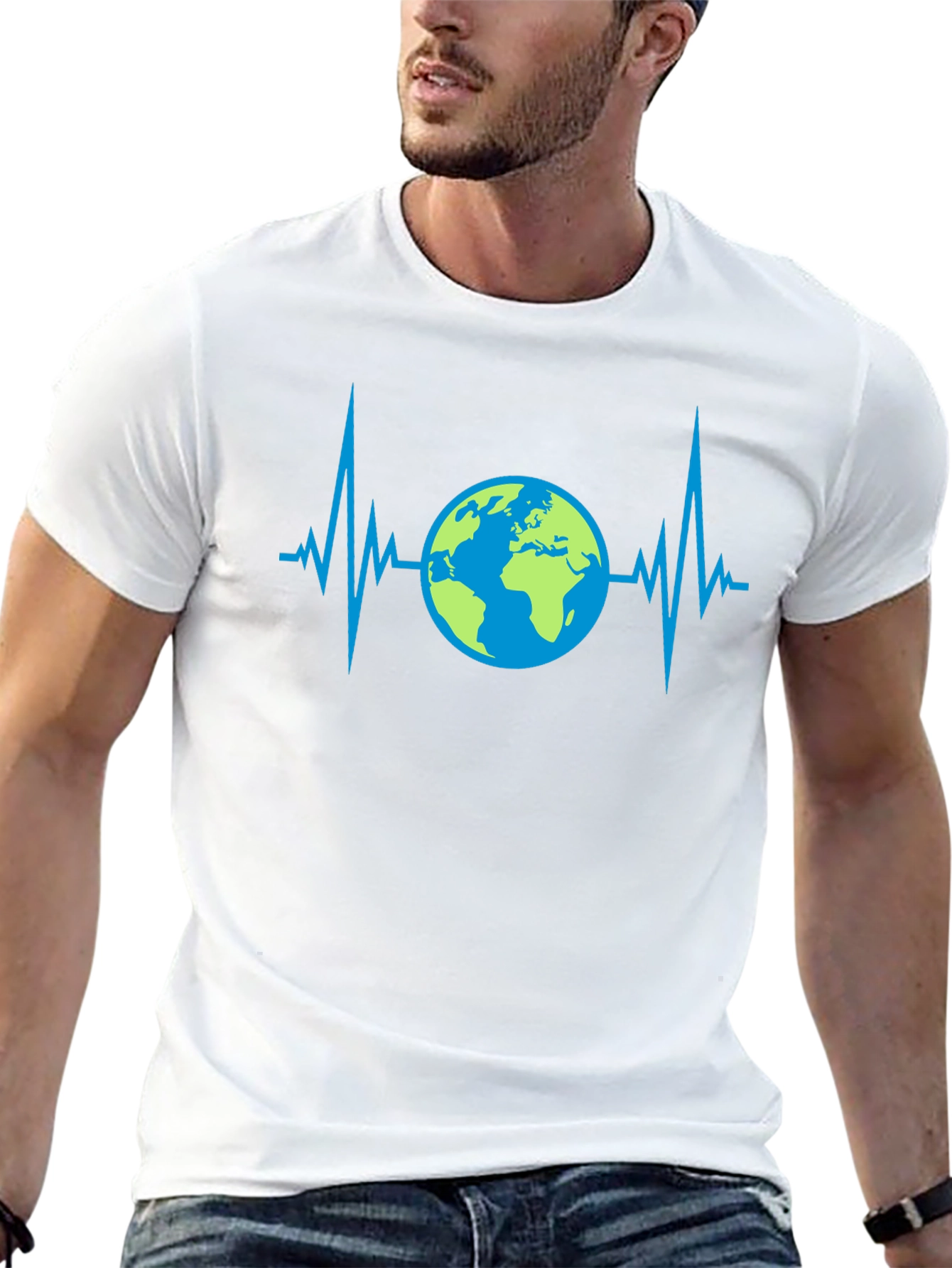 Camiseta Negra con Diseño de Latido Terrestre