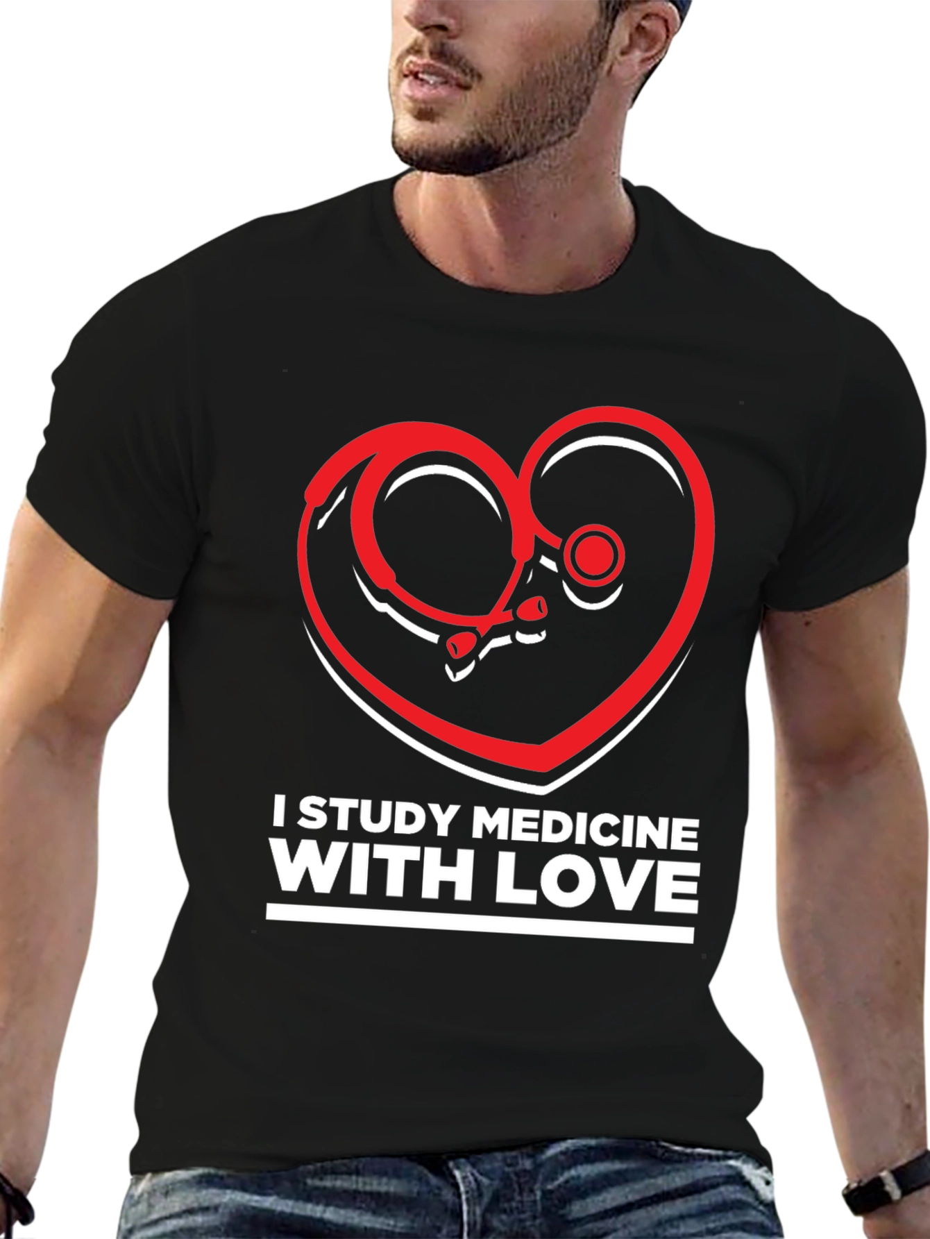 Camiseta Negra I Study Medicine With Love