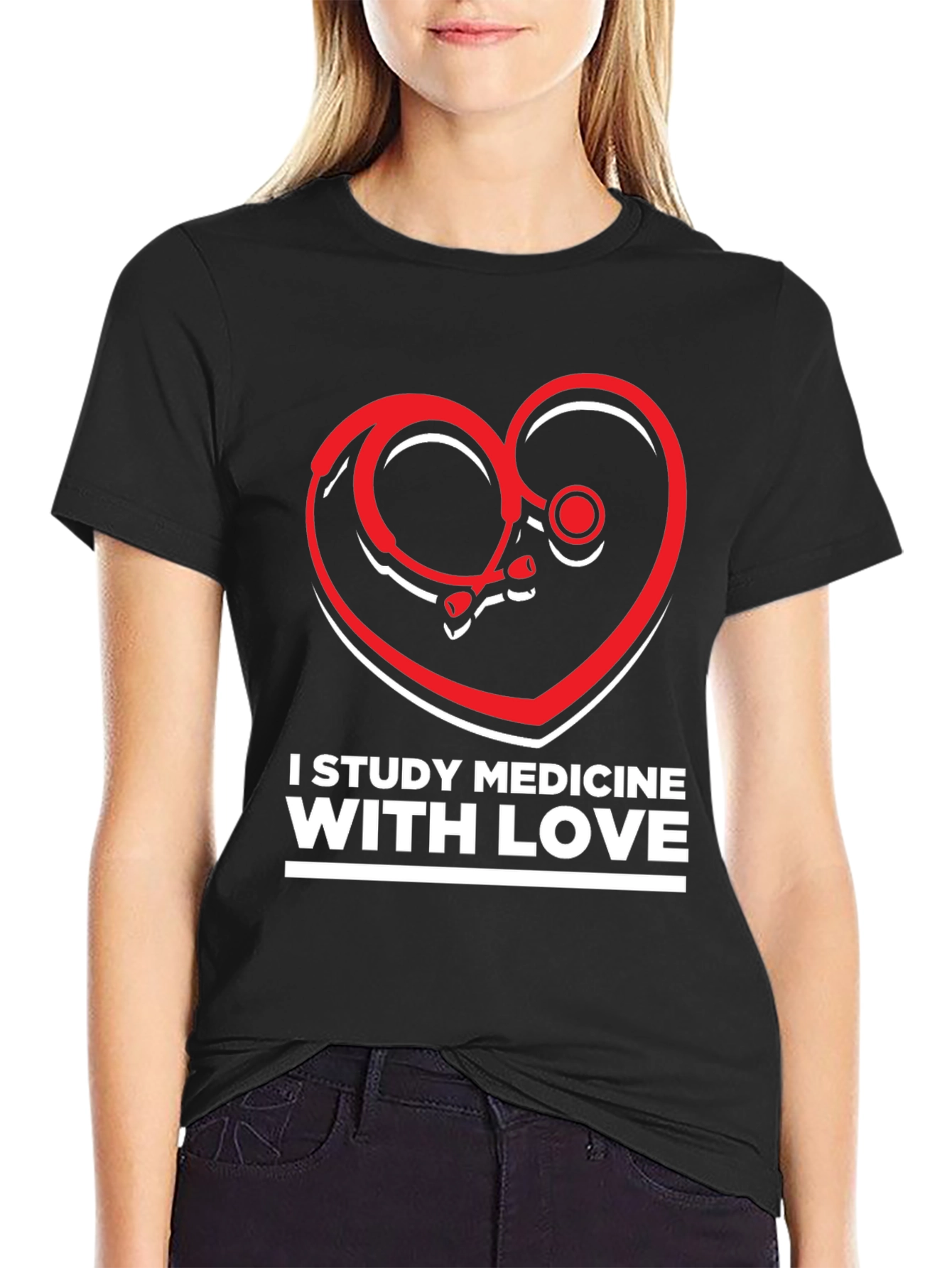 Camiseta Negra I Study Medicine With Love