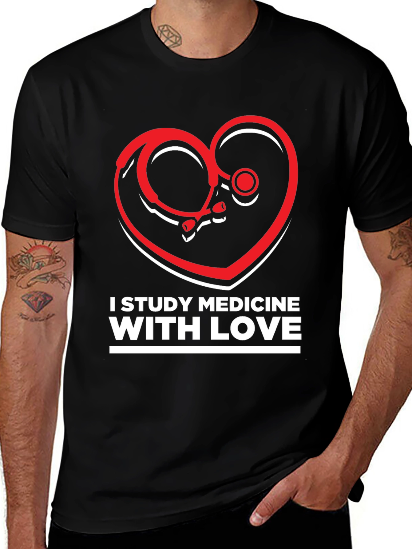 Camiseta Negra I Study Medicine With Love