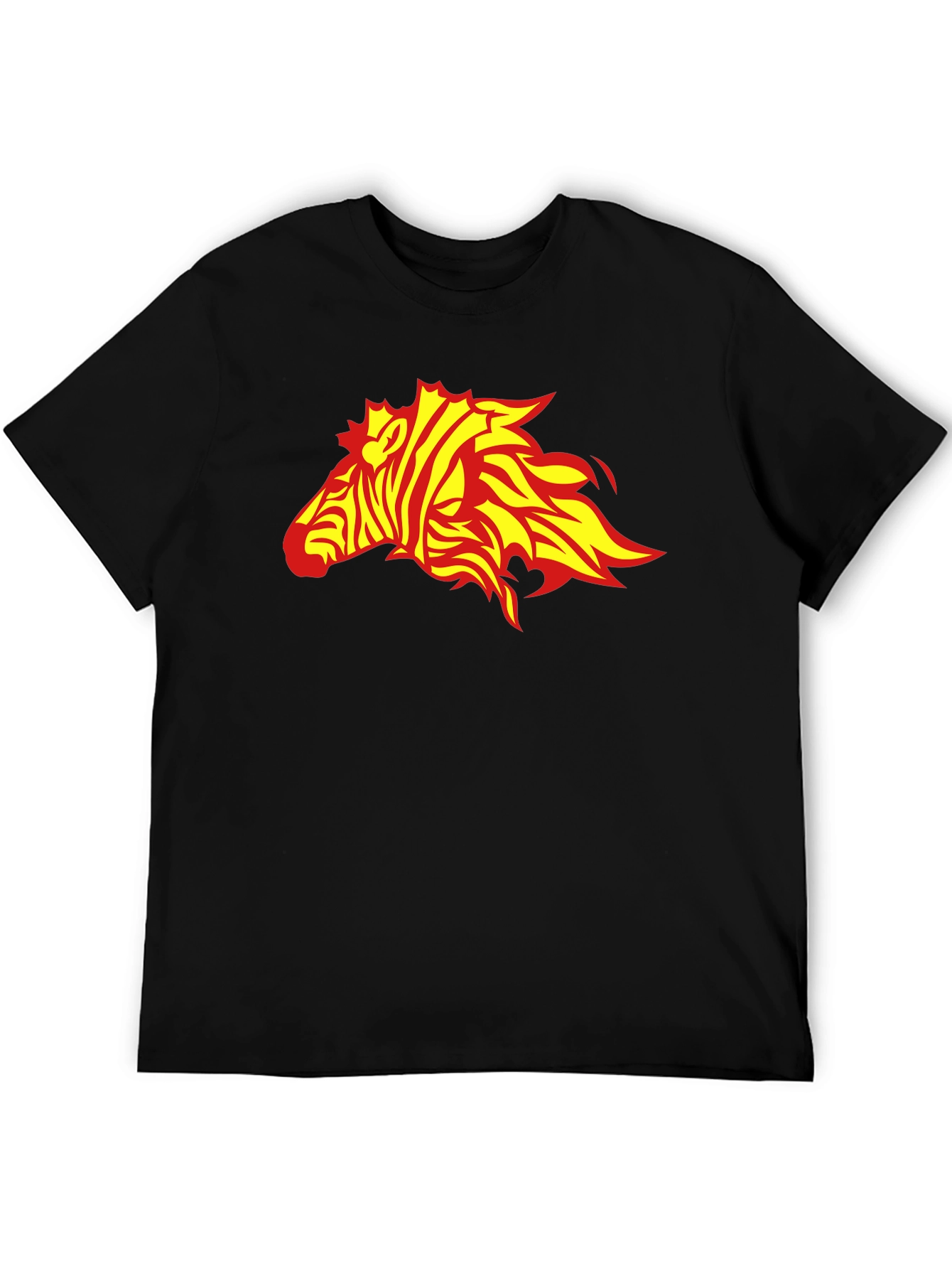 Camiseta Negra con Diseño de Cebra de Fuego