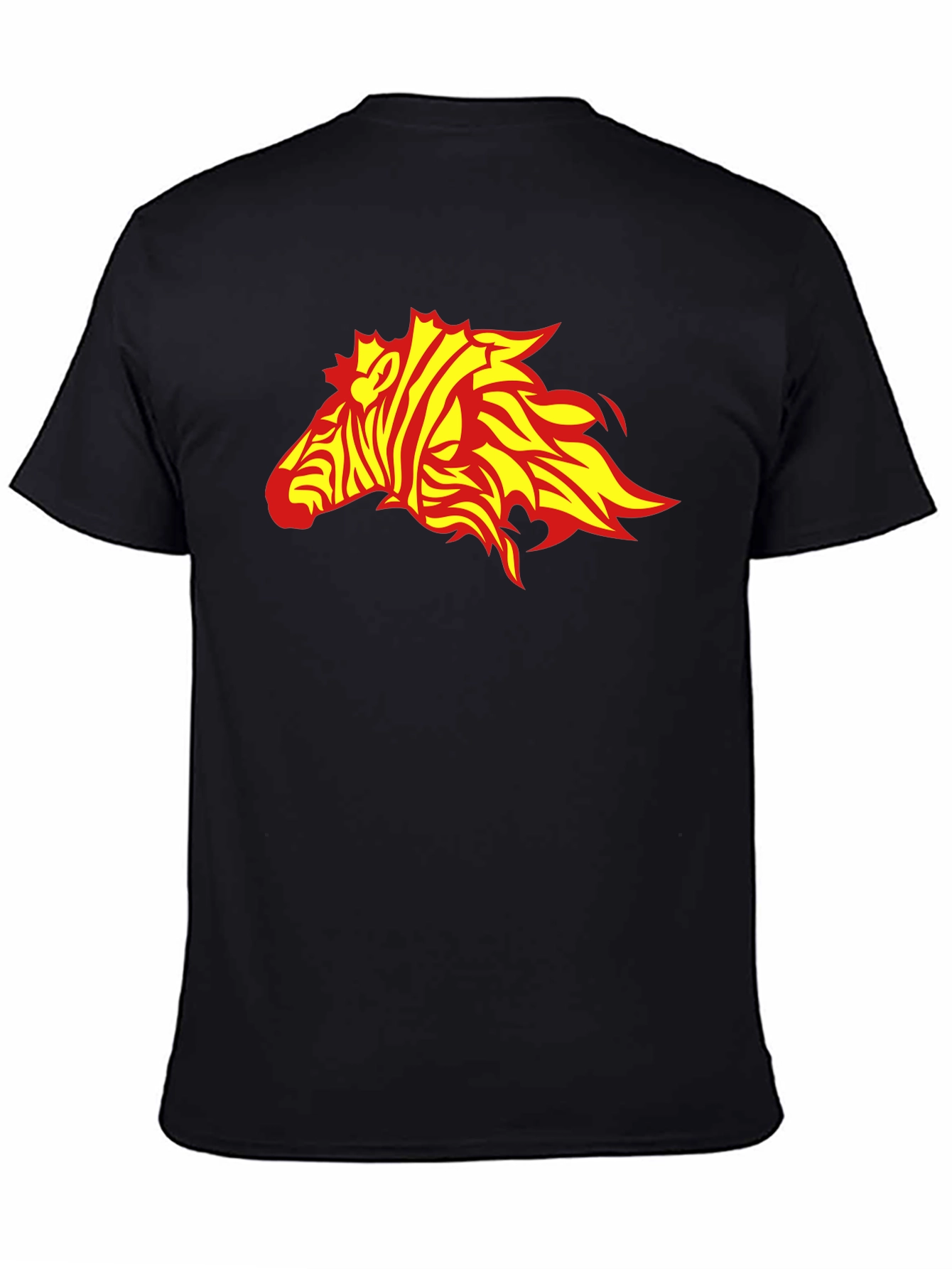 Camiseta Negra con Diseño de Cebra de Fuego