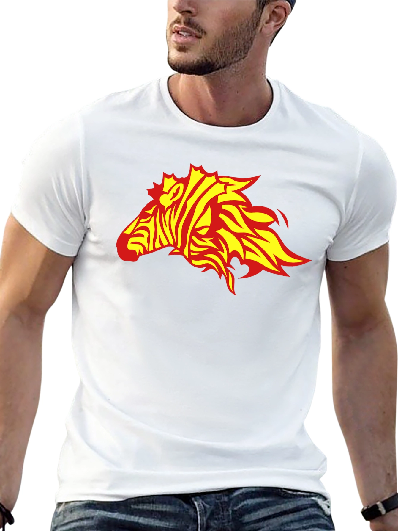 Camiseta Negra con Diseño de Cebra de Fuego