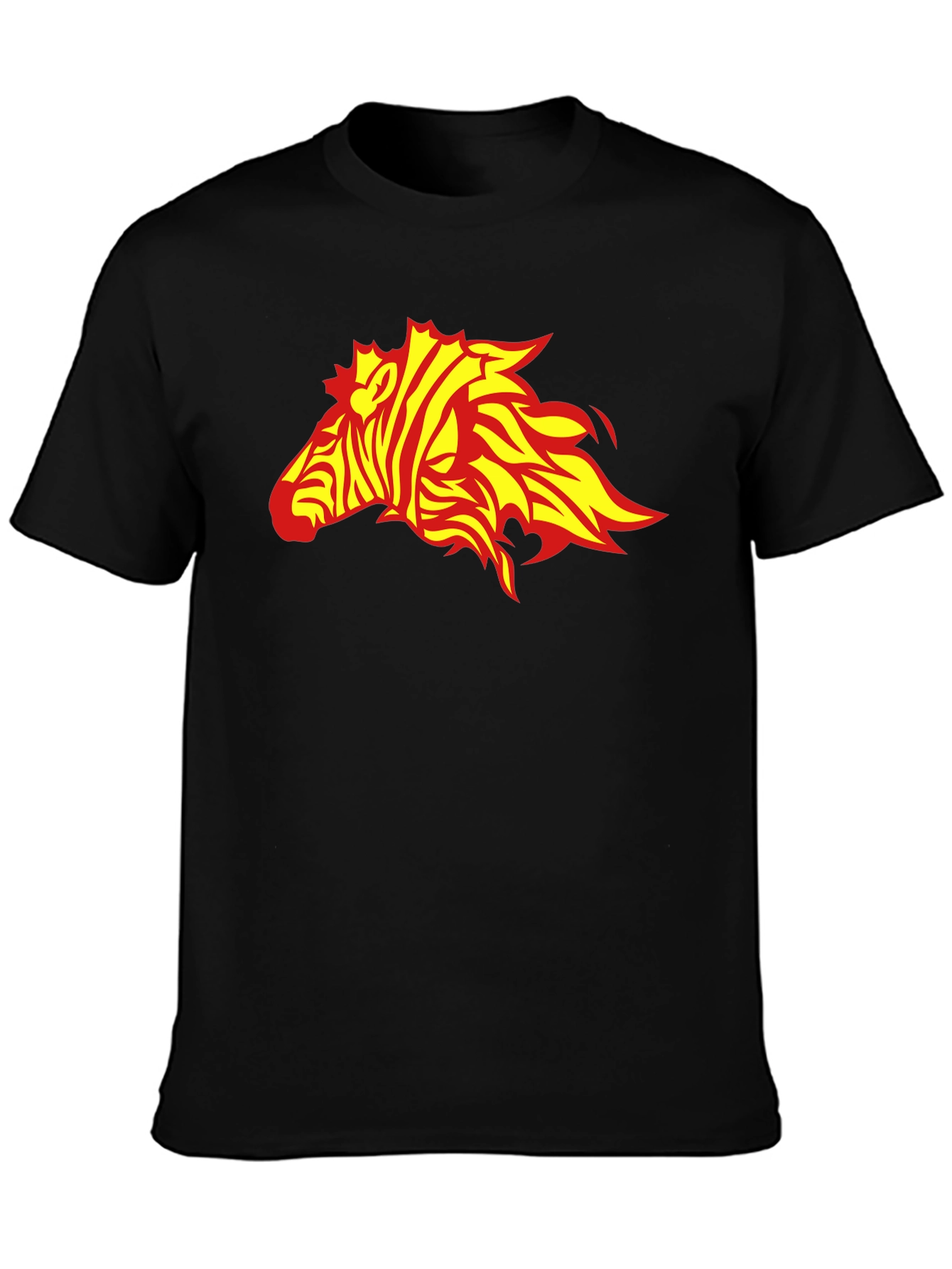 Camiseta Negra con Diseño de Cebra de Fuego